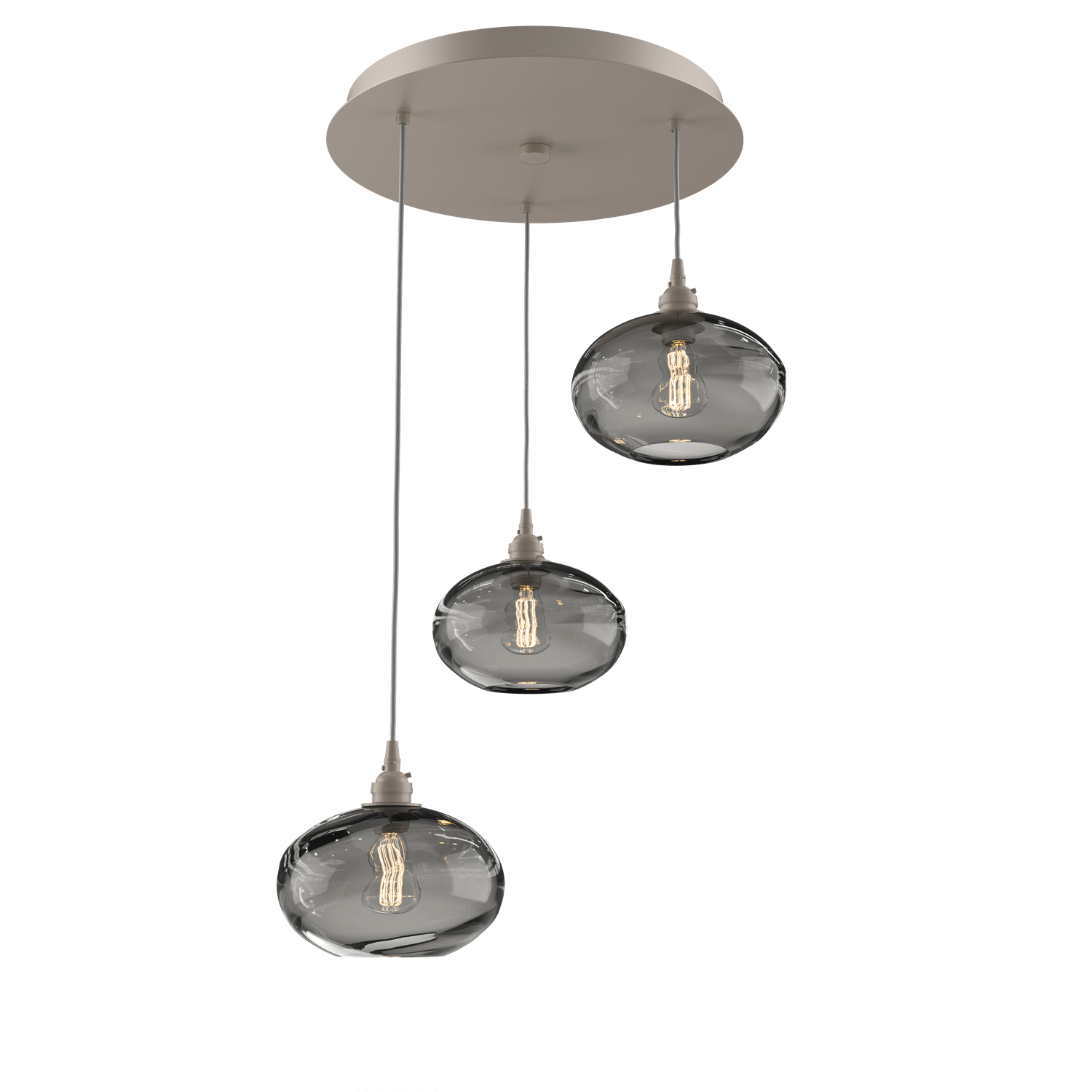 CHB0036-03-BS-OS-Hammerton-Studio-Optic-Blown-Glass-Coppa-3-light-round-pendant-chandelier-with-metallic-beige-silver-finish-and-optic-smoke-blown-glass-shades-and-incandescent-lamping