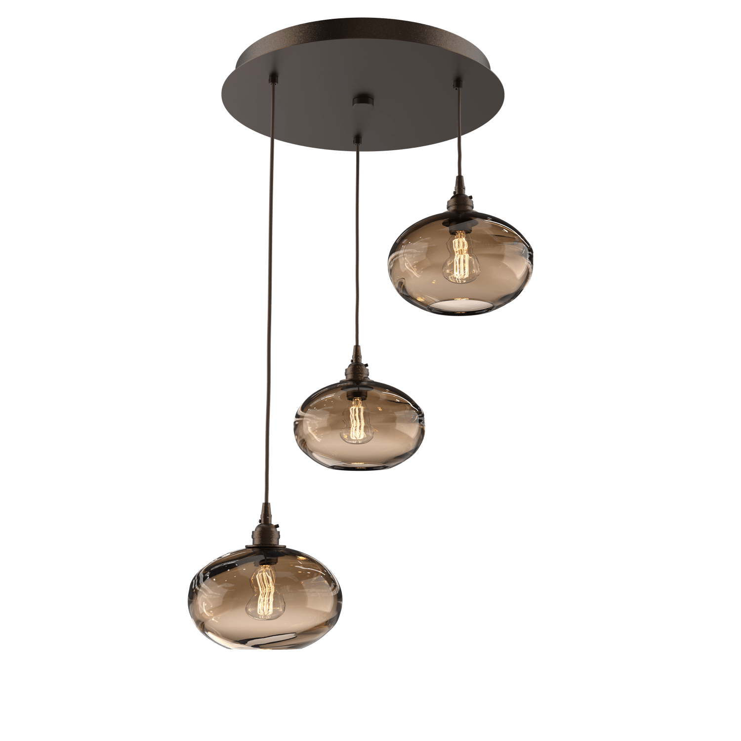 CHB0036-03-FB-OB-Hammerton-Studio-Optic-Blown-Glass-Coppa-3-light-round-pendant-chandelier-with-flat-bronze-finish-and-optic-bronze-blown-glass-shades-and-incandescent-lamping