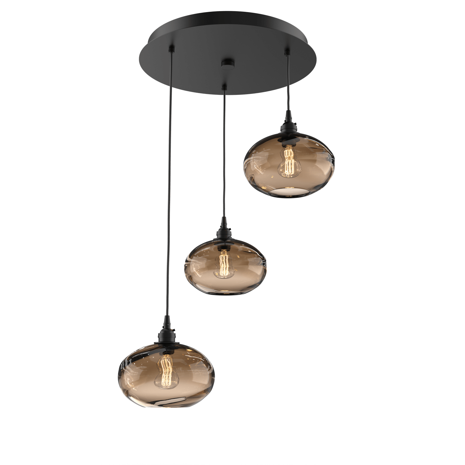 CHB0036-03-MB-OB-Hammerton-Studio-Optic-Blown-Glass-Coppa-3-light-round-pendant-chandelier-with-matte-black-finish-and-optic-bronze-blown-glass-shades-and-incandescent-lamping