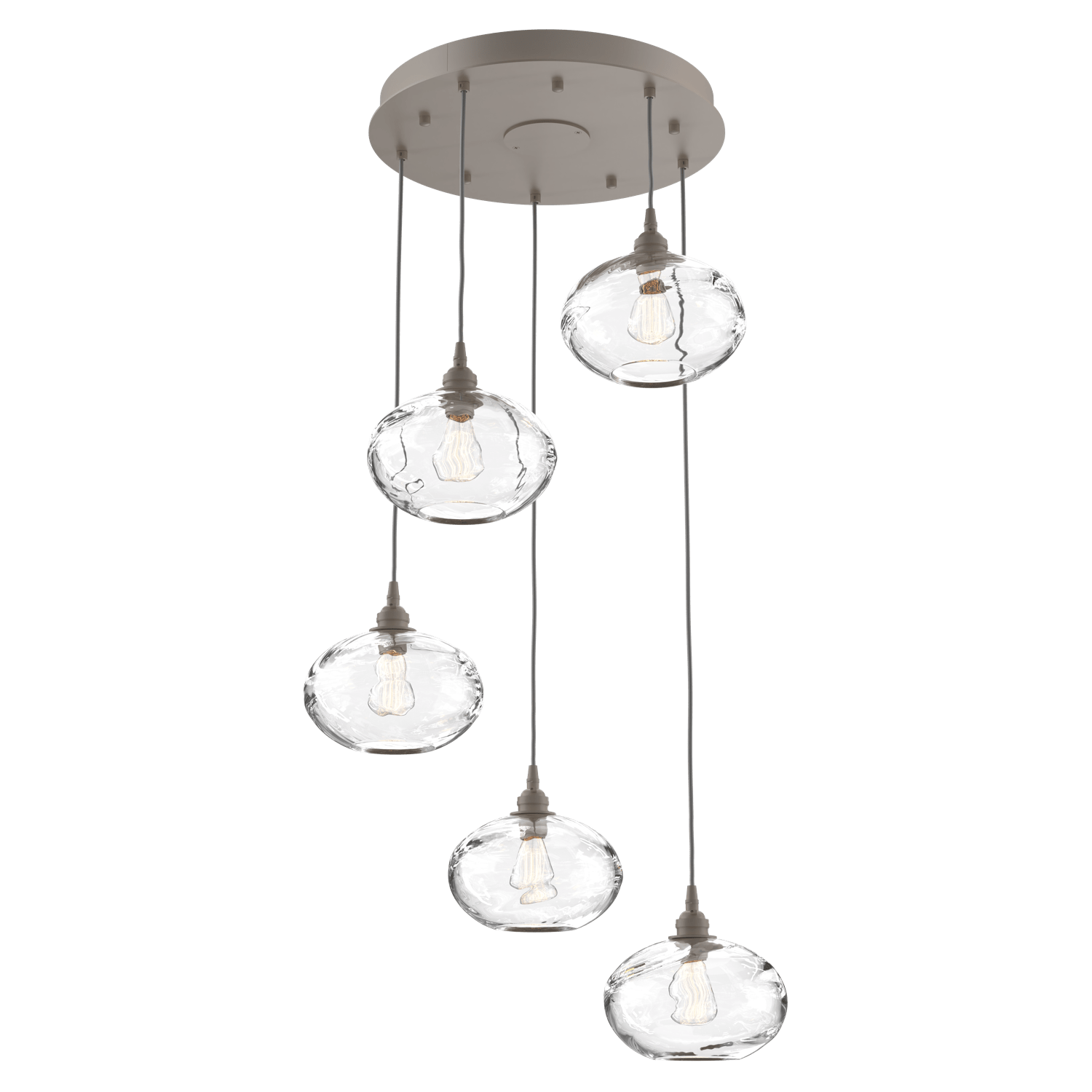 CHB0036-05-BS-OC-Hammerton-Studio-Optic-Blown-Glass-Coppa-5-light-round-pendant-chandelier-with-metallic-beige-silver-finish-and-optic-clear-blown-glass-shades-and-incandescent-lamping
