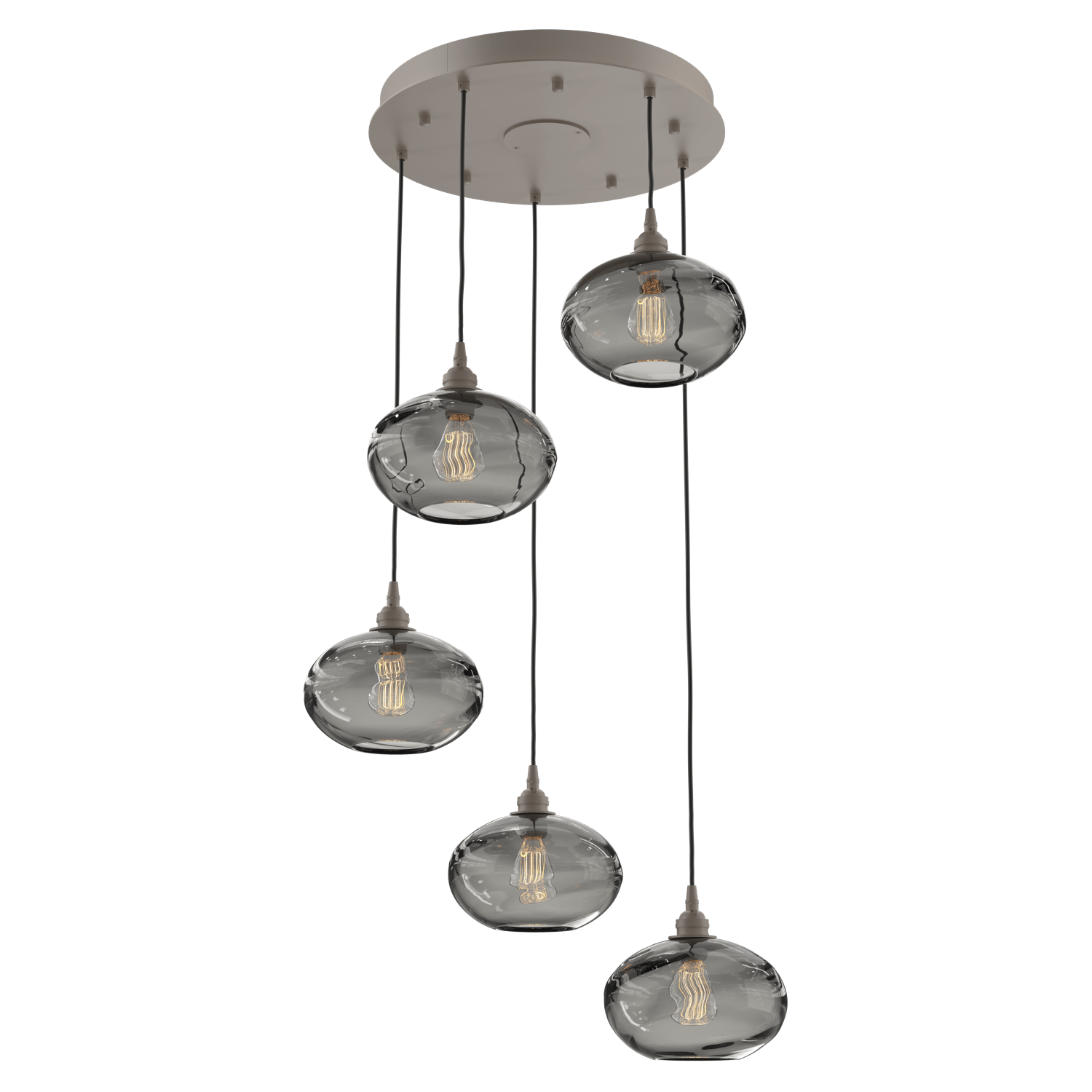 CHB0036-05-BS-OS-Hammerton-Studio-Optic-Blown-Glass-Coppa-5-light-round-pendant-chandelier-with-metallic-beige-silver-finish-and-optic-smoke-blown-glass-shades-and-incandescent-lamping