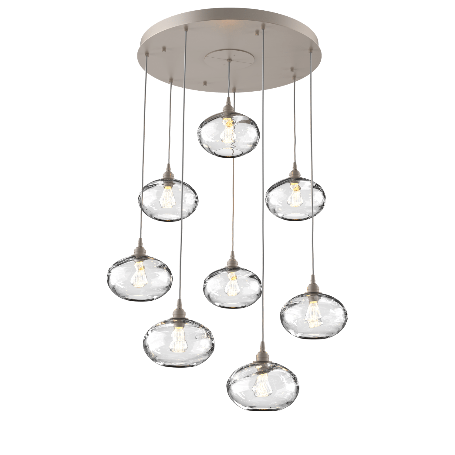 CHB0036-08-BS-OC-Hammerton-Studio-Optic-Blown-Glass-Coppa-8-light-round-pendant-chandelier-with-metallic-beige-silver-finish-and-optic-clear-blown-glass-shades-and-incandescent-lamping
