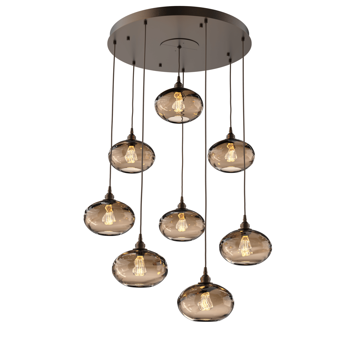 CHB0036-08-FB-OB-Hammerton-Studio-Optic-Blown-Glass-Coppa-8-light-round-pendant-chandelier-with-flat-bronze-finish-and-optic-bronze-blown-glass-shades-and-incandescent-lamping
