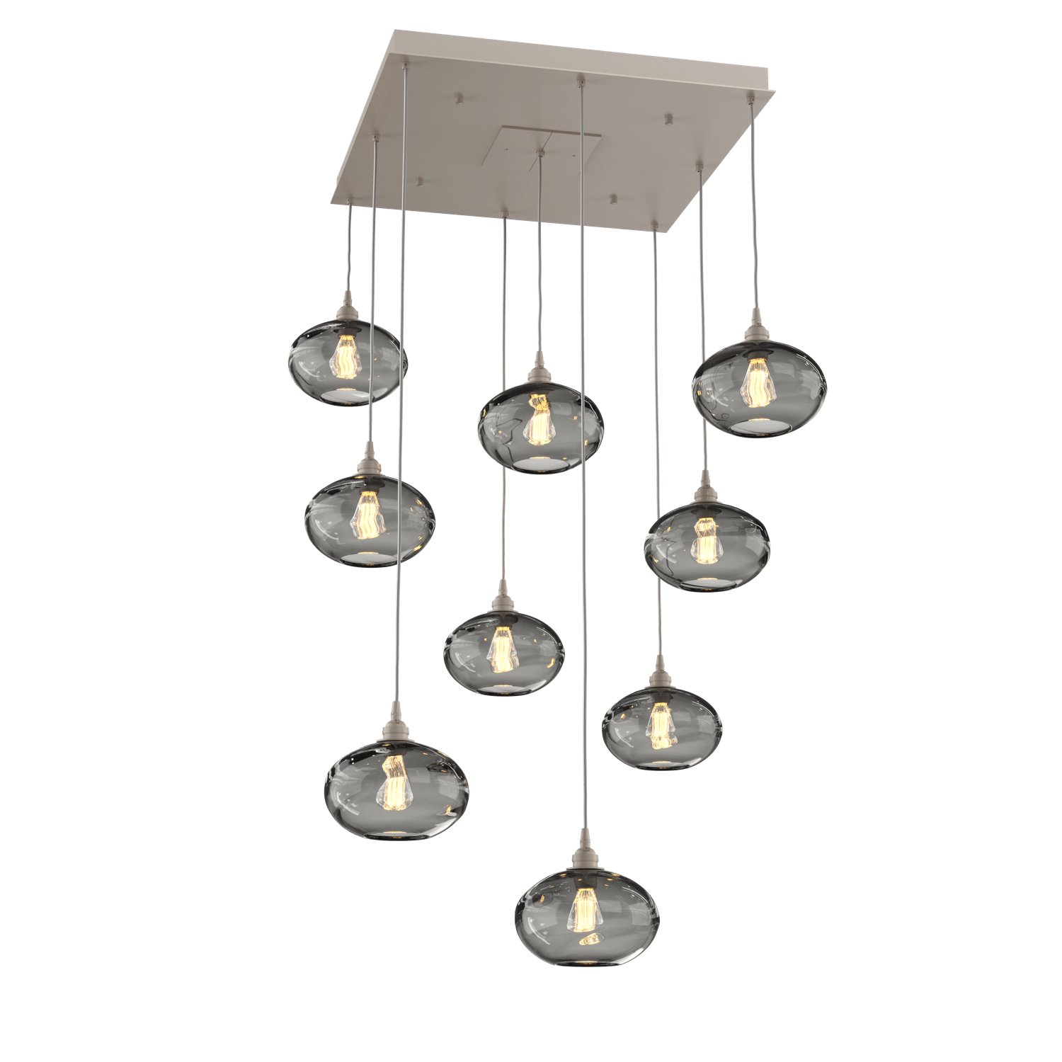 CHB0036-09-BS-OS-Hammerton-Studio-Optic-Blown-Glass-Coppa-9-light-square-pendant-chandelier-with-metallic-beige-silver-finish-and-optic-smoke-blown-glass-shades-and-incandescent-lamping