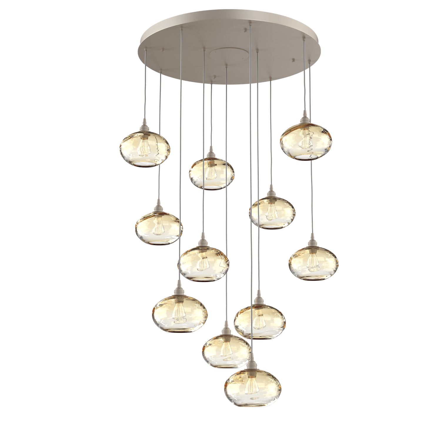 CHB0036-11-BS-OA-Hammerton-Studio-Optic-Blown-Glass-Coppa-11-light-round-pendant-chandelier-with-metallic-beige-silver-finish-and-optic-amber-blown-glass-shades-and-incandescent-lamping