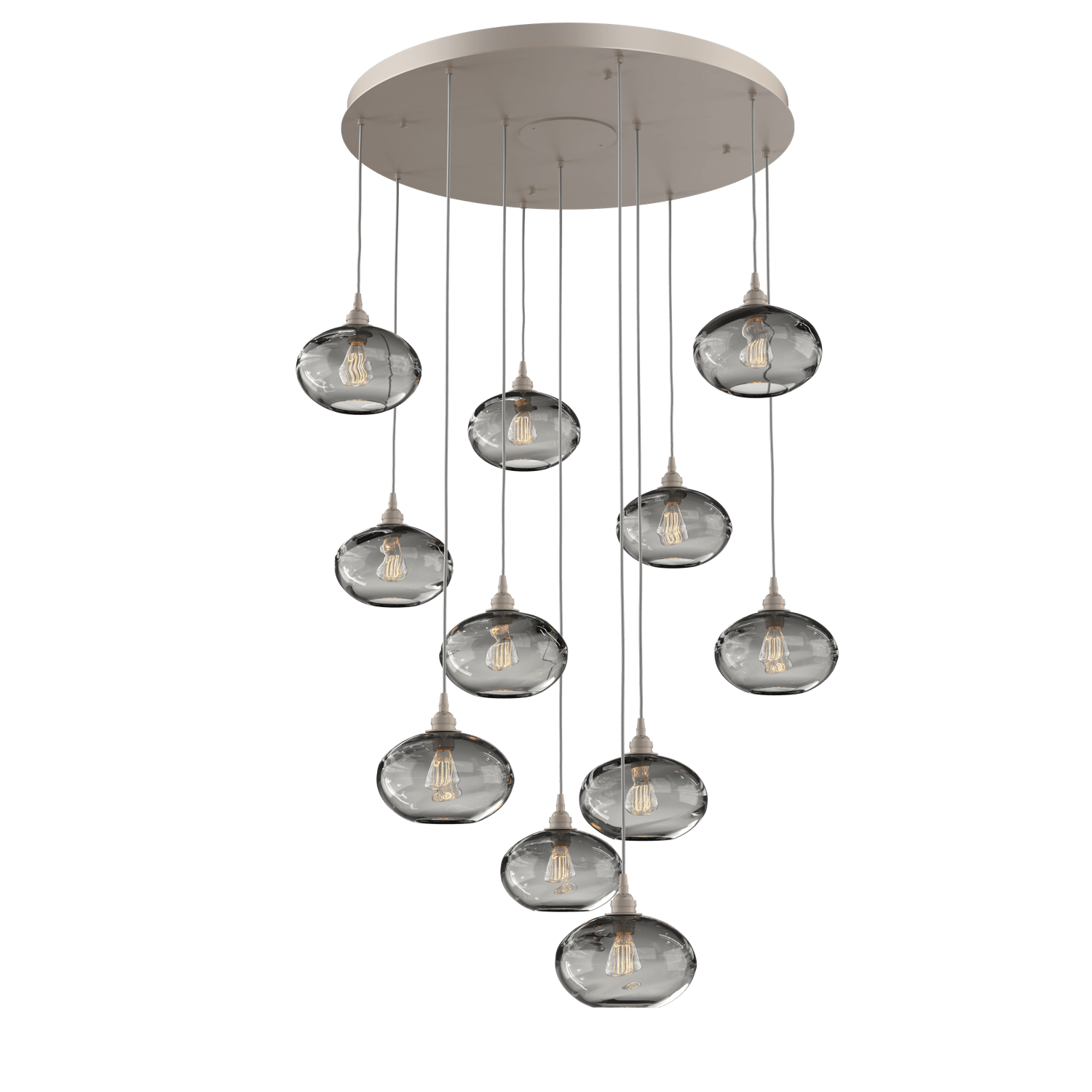 CHB0036-11-BS-OS-Hammerton-Studio-Optic-Blown-Glass-Coppa-11-light-round-pendant-chandelier-with-metallic-beige-silver-finish-and-optic-smoke-blown-glass-shades-and-incandescent-lamping