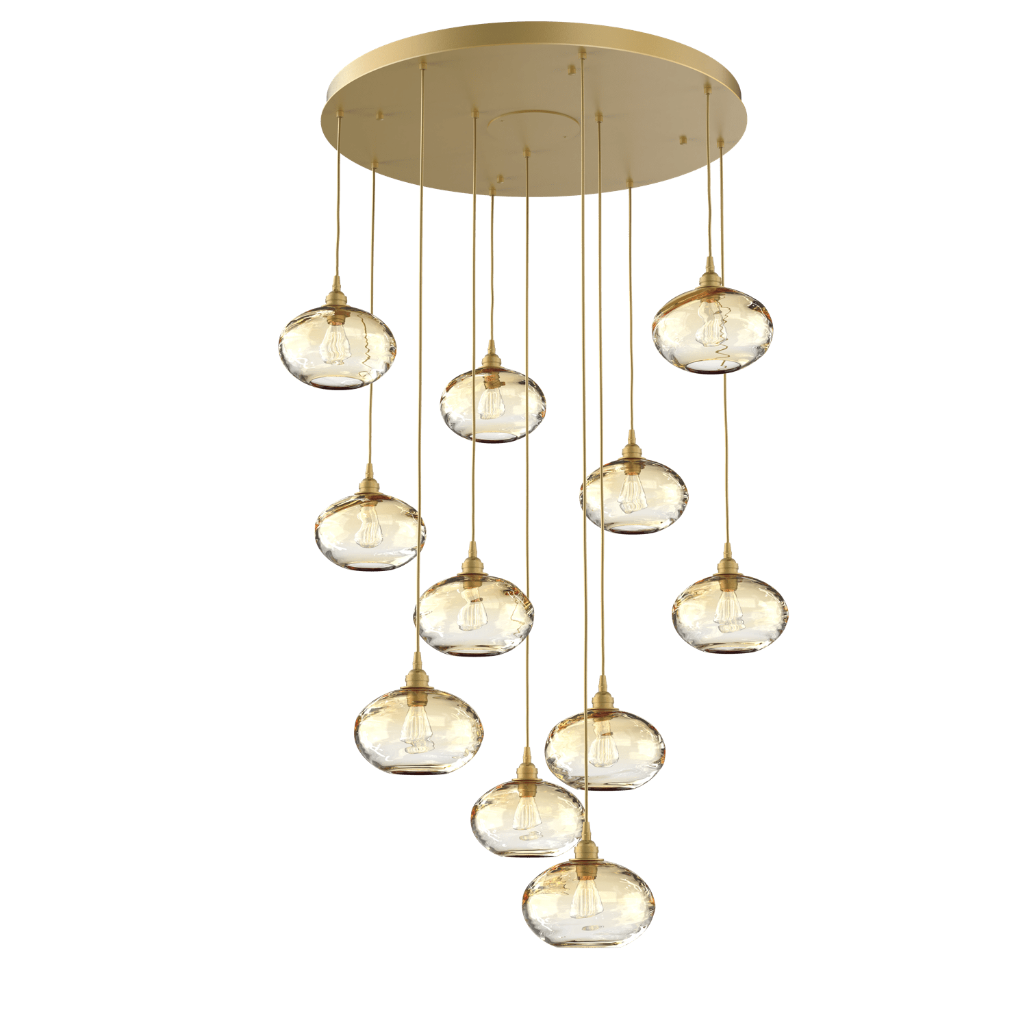 CHB0036-11-GB-OA-Hammerton-Studio-Optic-Blown-Glass-Coppa-11-light-round-pendant-chandelier-with-gilded-brass-finish-and-optic-amber-blown-glass-shades-and-incandescent-lamping