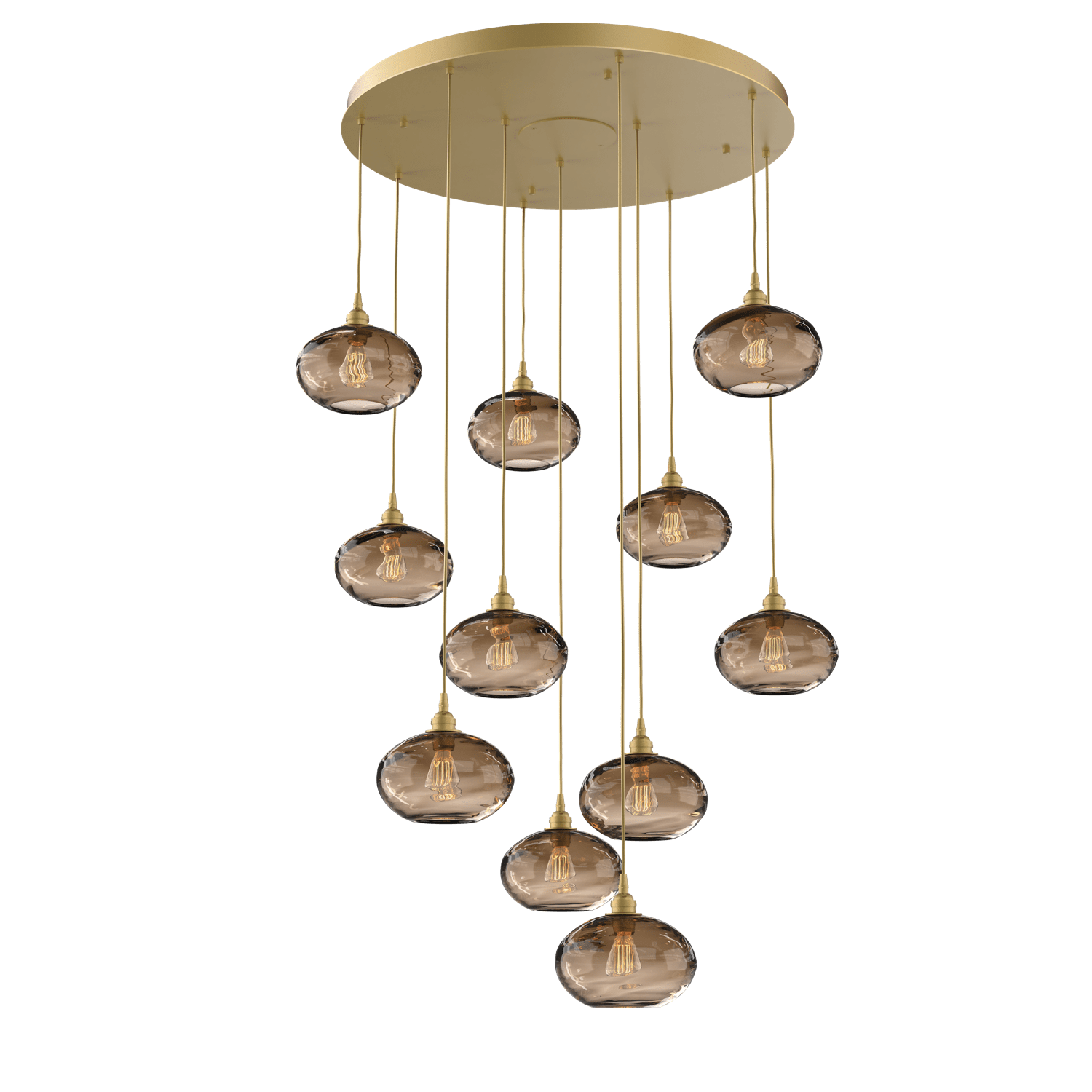CHB0036-11-GB-OB-Hammerton-Studio-Optic-Blown-Glass-Coppa-11-light-round-pendant-chandelier-with-gilded-brass-finish-and-optic-bronze-blown-glass-shades-and-incandescent-lamping