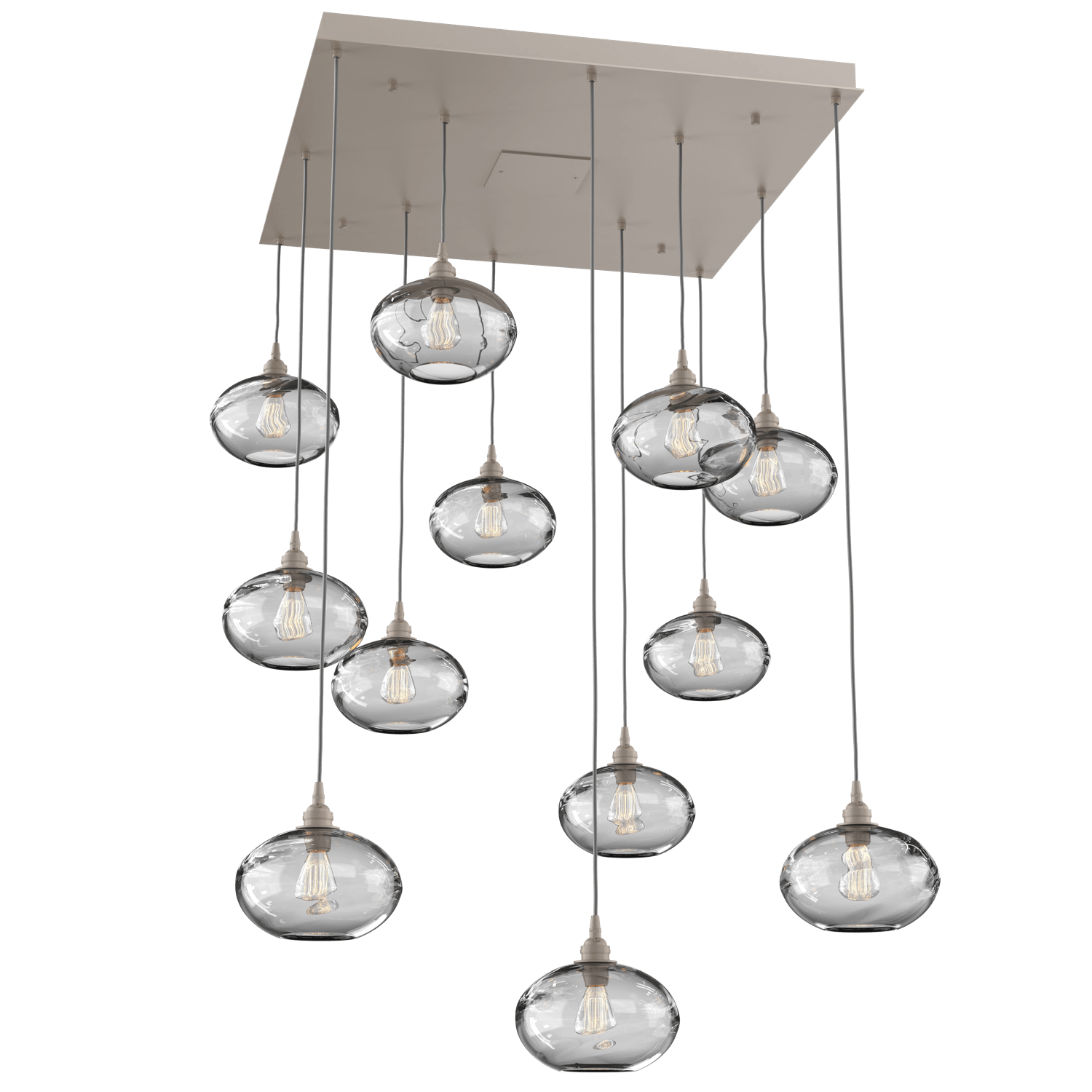 CHB0036-12-BS-OC-Hammerton-Studio-Optic-Blown-Glass-Coppa-12-light-square-pendant-chandelier-with-metallic-beige-silver-finish-and-optic-clear-blown-glass-shades-and-incandescent-lamping