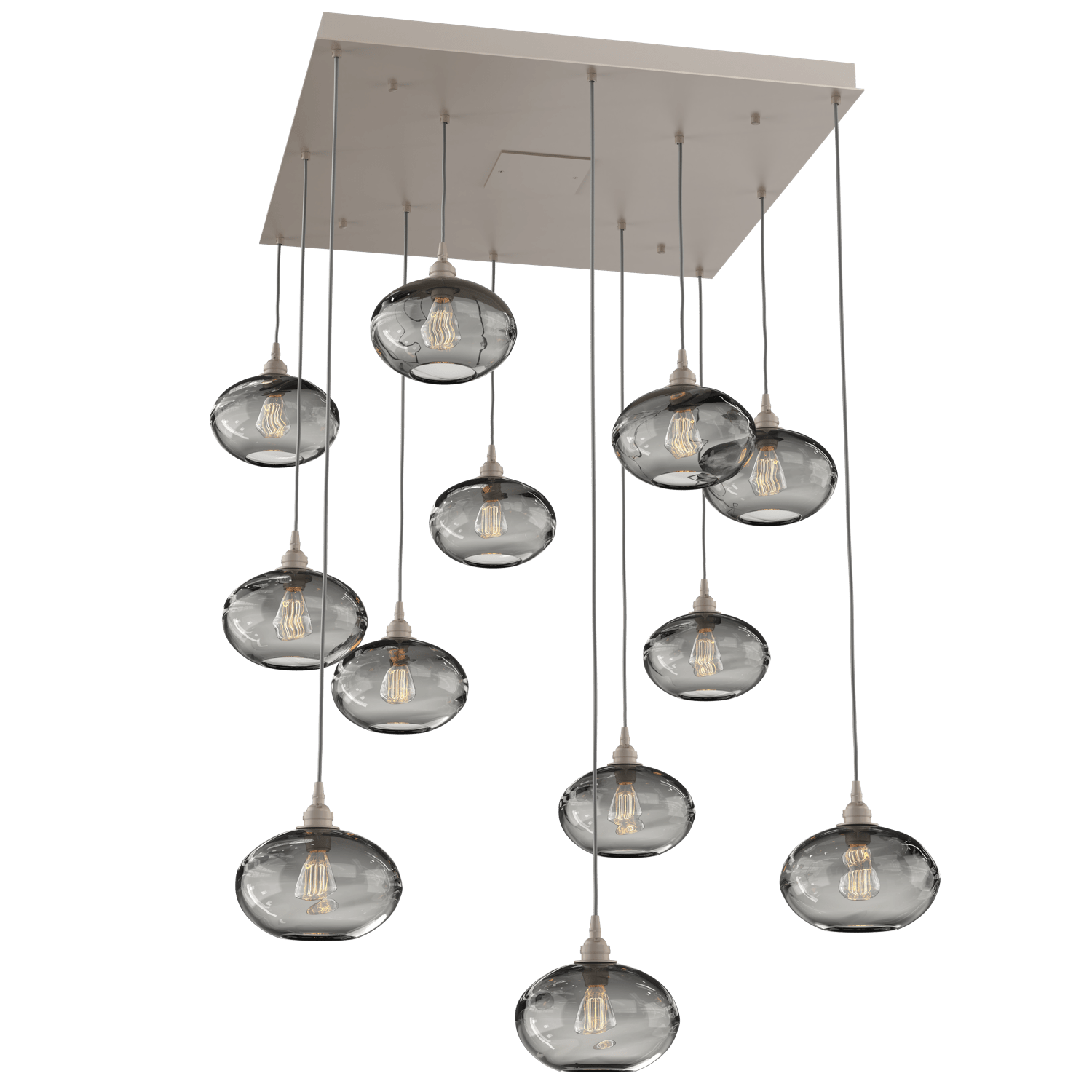CHB0036-12-BS-OS-Hammerton-Studio-Optic-Blown-Glass-Coppa-12-light-square-pendant-chandelier-with-metallic-beige-silver-finish-and-optic-smoke-blown-glass-shades-and-incandescent-lamping