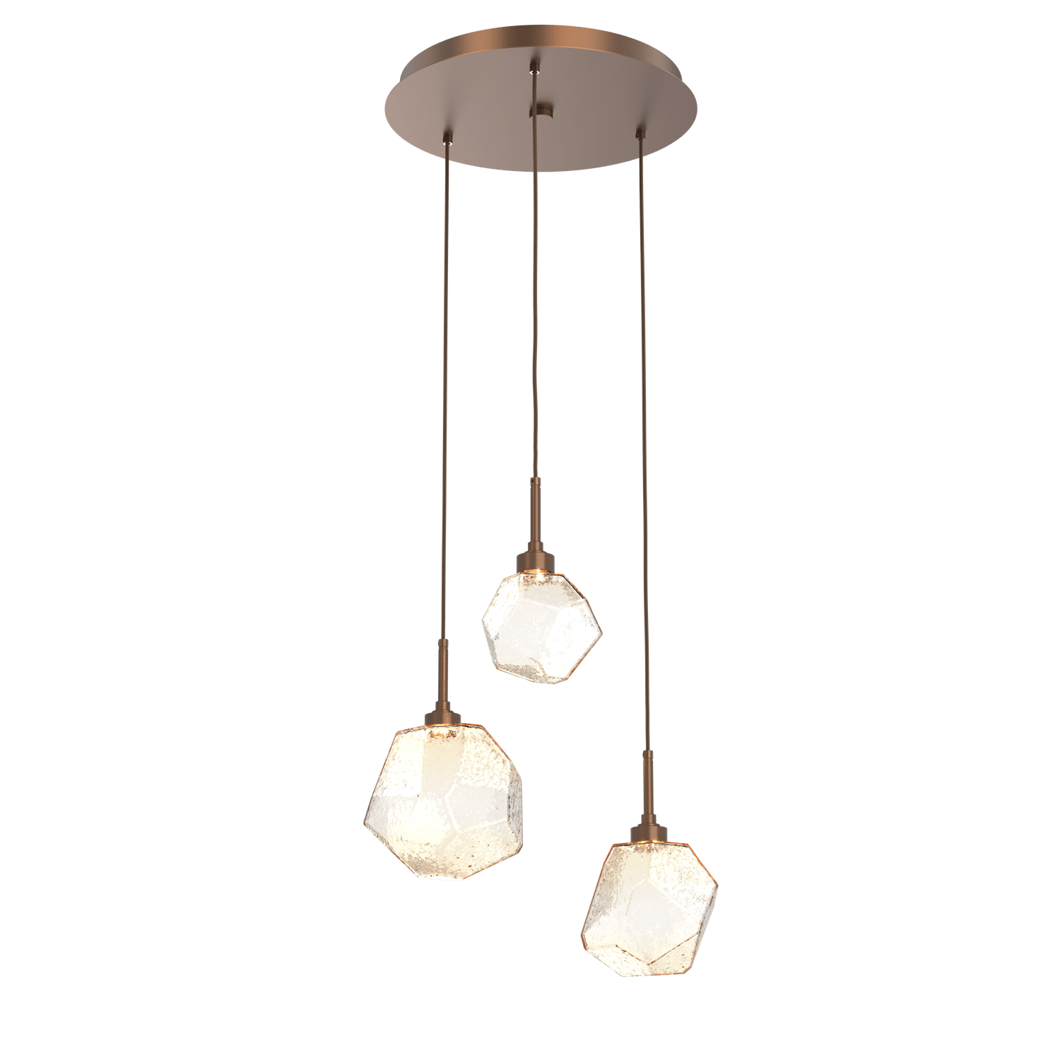 CHB0039-03-BB-A-Hammerton-Studio-Gem-3-light-round-pendant-chandelier-with-burnished-bronze-finish-and-amber-blown-glass-shades-and-LED-lamping