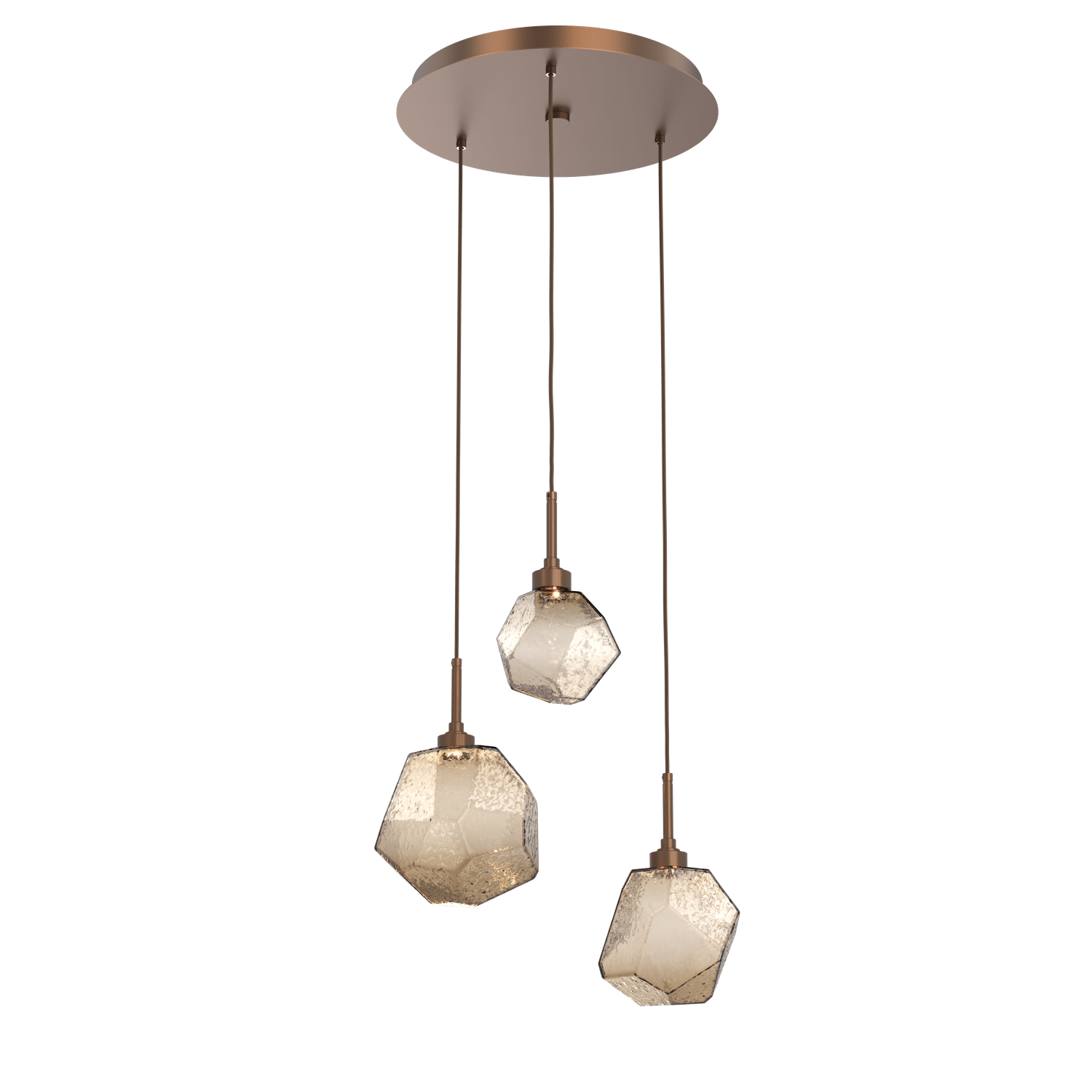 CHB0039-03-BB-B-Hammerton-Studio-Gem-3-light-round-pendant-chandelier-with-burnished-bronze-finish-and-bronze-blown-glass-shades-and-LED-lamping