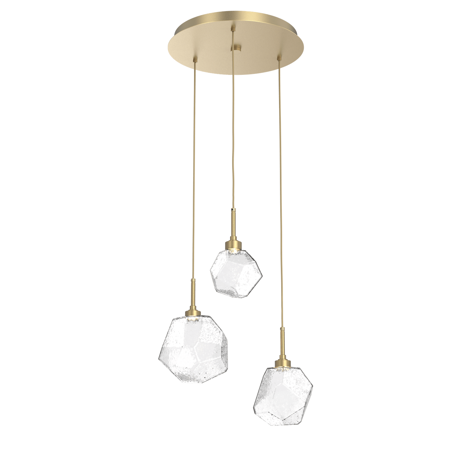 CHB0039-03-GB-C-Hammerton-Studio-Gem-3-light-round-pendant-chandelier-with-gilded-brass-finish-and-clear-blown-glass-shades-and-LED-lamping