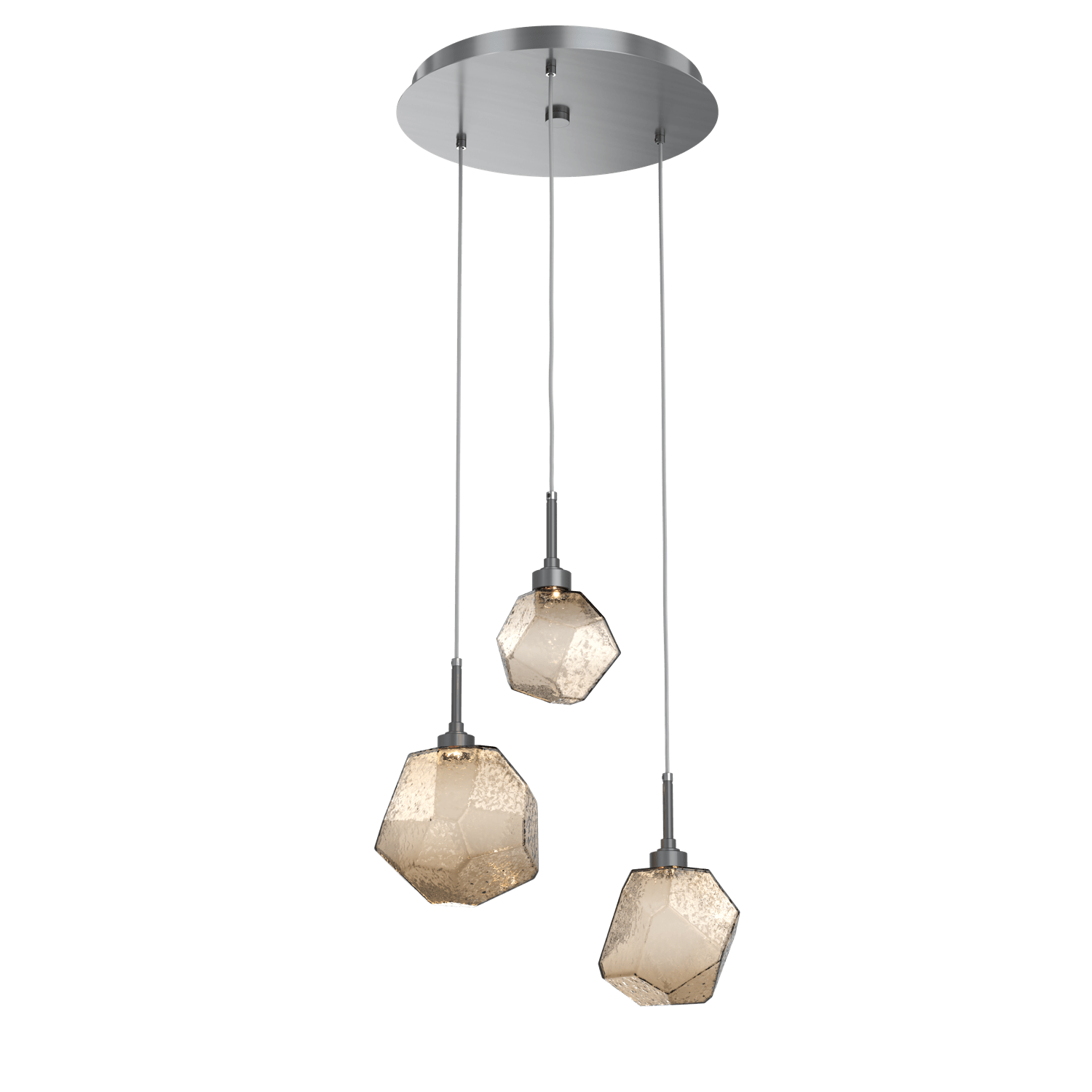 CHB0039-03-GM-B-Hammerton-Studio-Gem-3-light-round-pendant-chandelier-with-gunmetal-finish-and-bronze-blown-glass-shades-and-LED-lamping