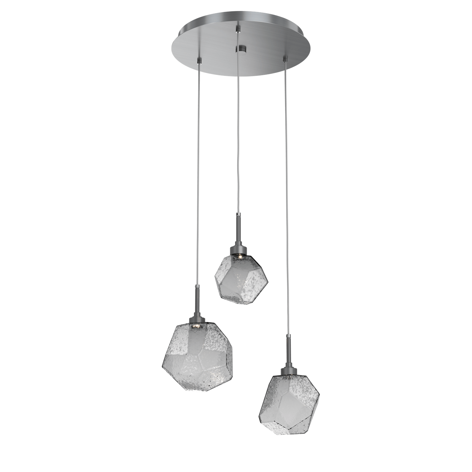CHB0039-03-GM-S-Hammerton-Studio-Gem-3-light-round-pendant-chandelier-with-gunmetal-finish-and-smoke-blown-glass-shades-and-LED-lamping