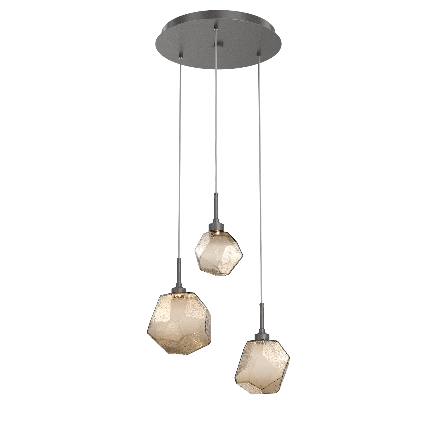 CHB0039-03-GP-B-Hammerton-Studio-Gem-3-light-round-pendant-chandelier-with-graphite-finish-and-bronze-blown-glass-shades-and-LED-lamping