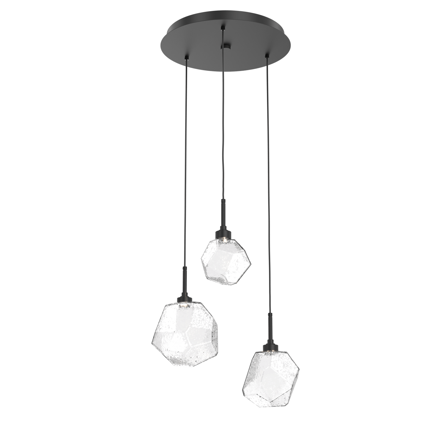 CHB0039-03-MB-C-Hammerton-Studio-Gem-3-light-round-pendant-chandelier-with-matte-black-finish-and-clear-blown-glass-shades-and-LED-lamping