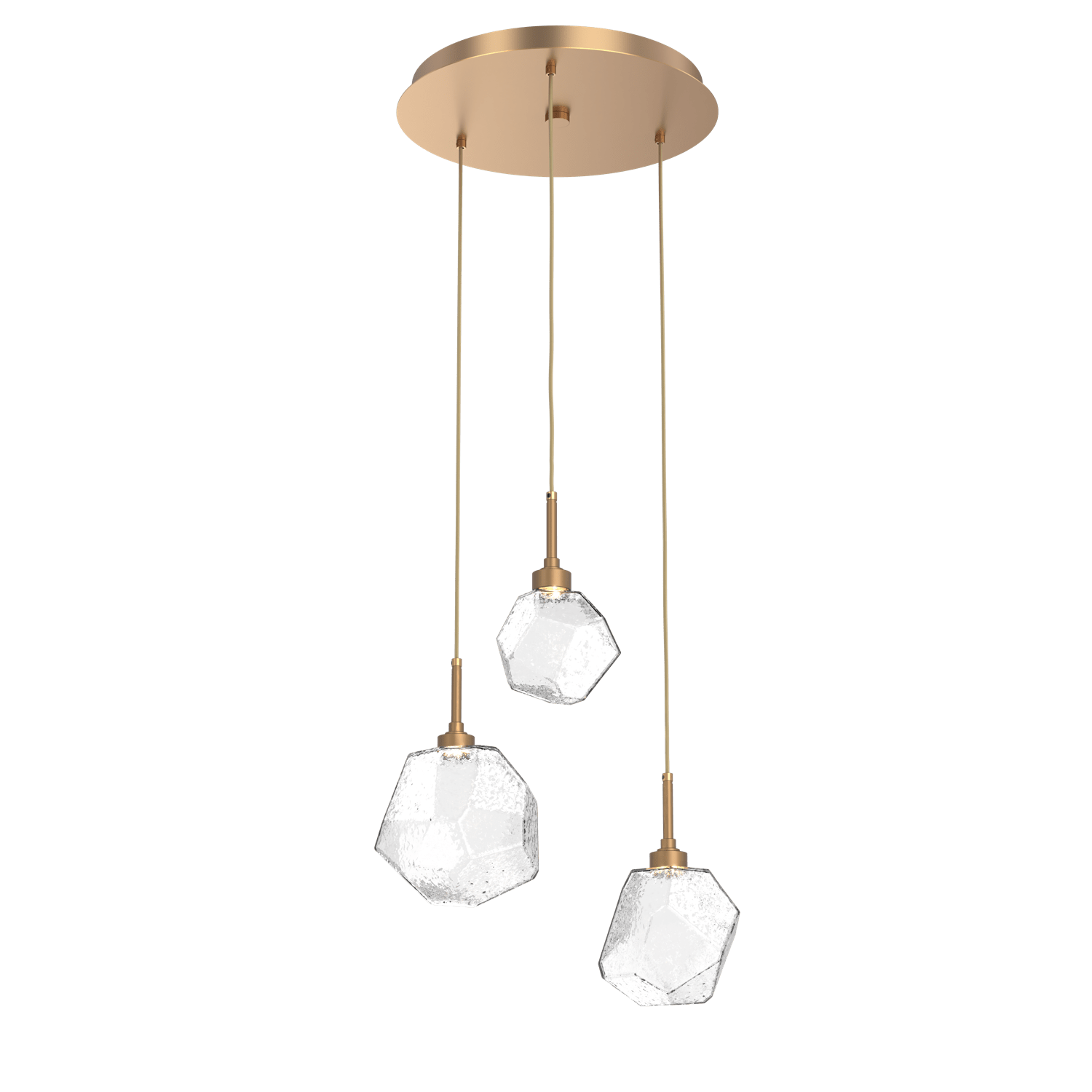 CHB0039-03-NB-C-Hammerton-Studio-Gem-3-light-round-pendant-chandelier-with-novel-brass-finish-and-clear-blown-glass-shades-and-LED-lamping