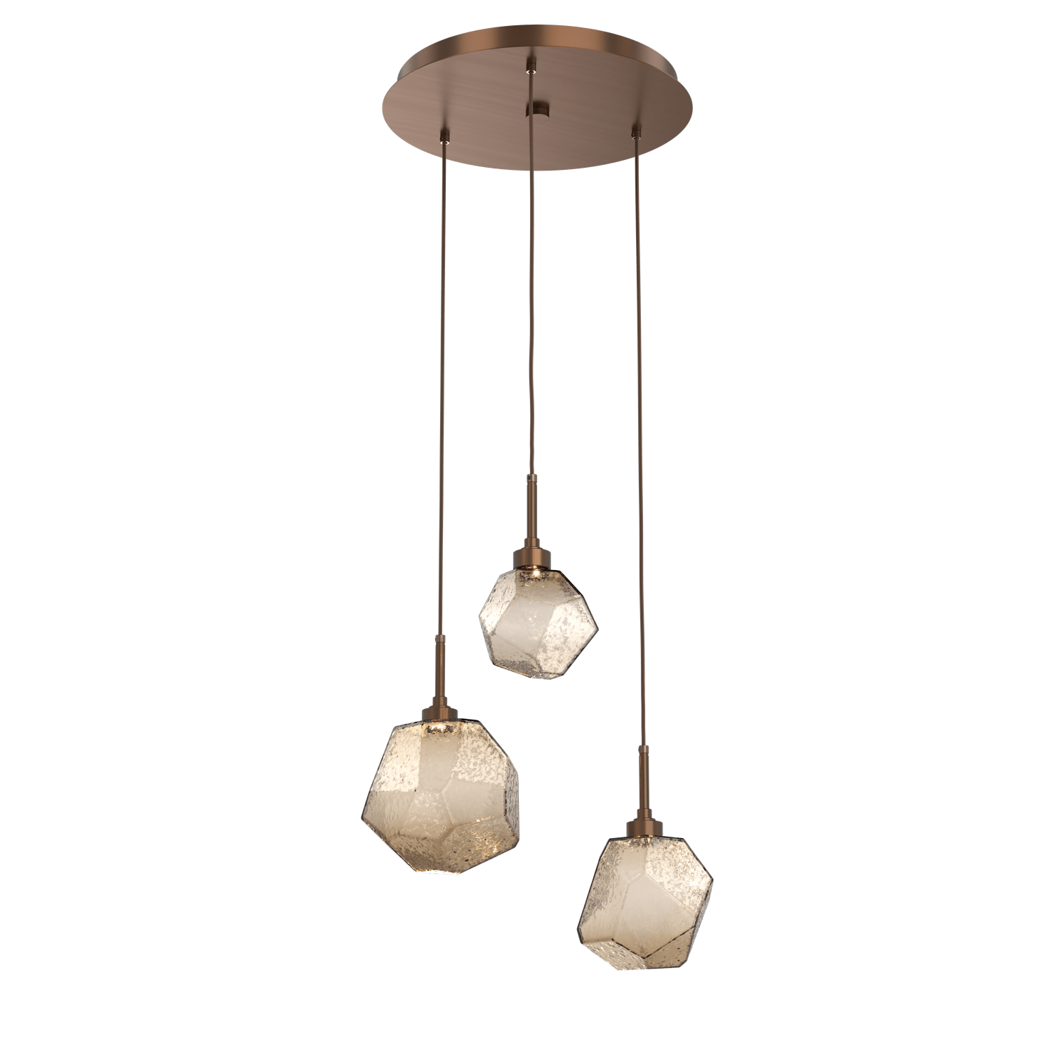 CHB0039-03-RB-B-Hammerton-Studio-Gem-3-light-round-pendant-chandelier-with-oil-rubbed-bronze-finish-and-bronze-blown-glass-shades-and-LED-lamping