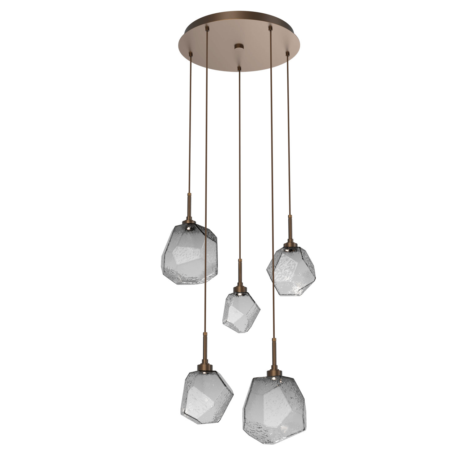 CHB0039-05-FB-S-Hammerton-Studio-Gem-5-light-round-pendant-chandelier-with-flat-bronze-finish-and-smoke-blown-glass-shades-and-LED-lamping