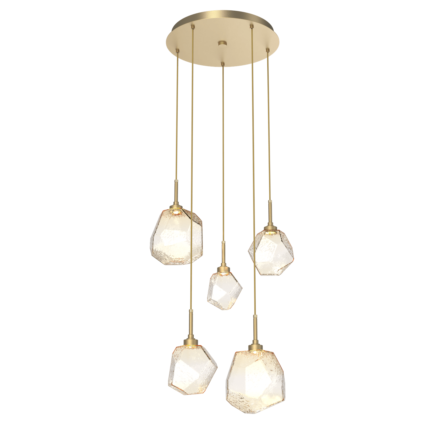 CHB0039-05-GB-A-Hammerton-Studio-Gem-5-light-round-pendant-chandelier-with-gilded-brass-finish-and-amber-blown-glass-shades-and-LED-lamping