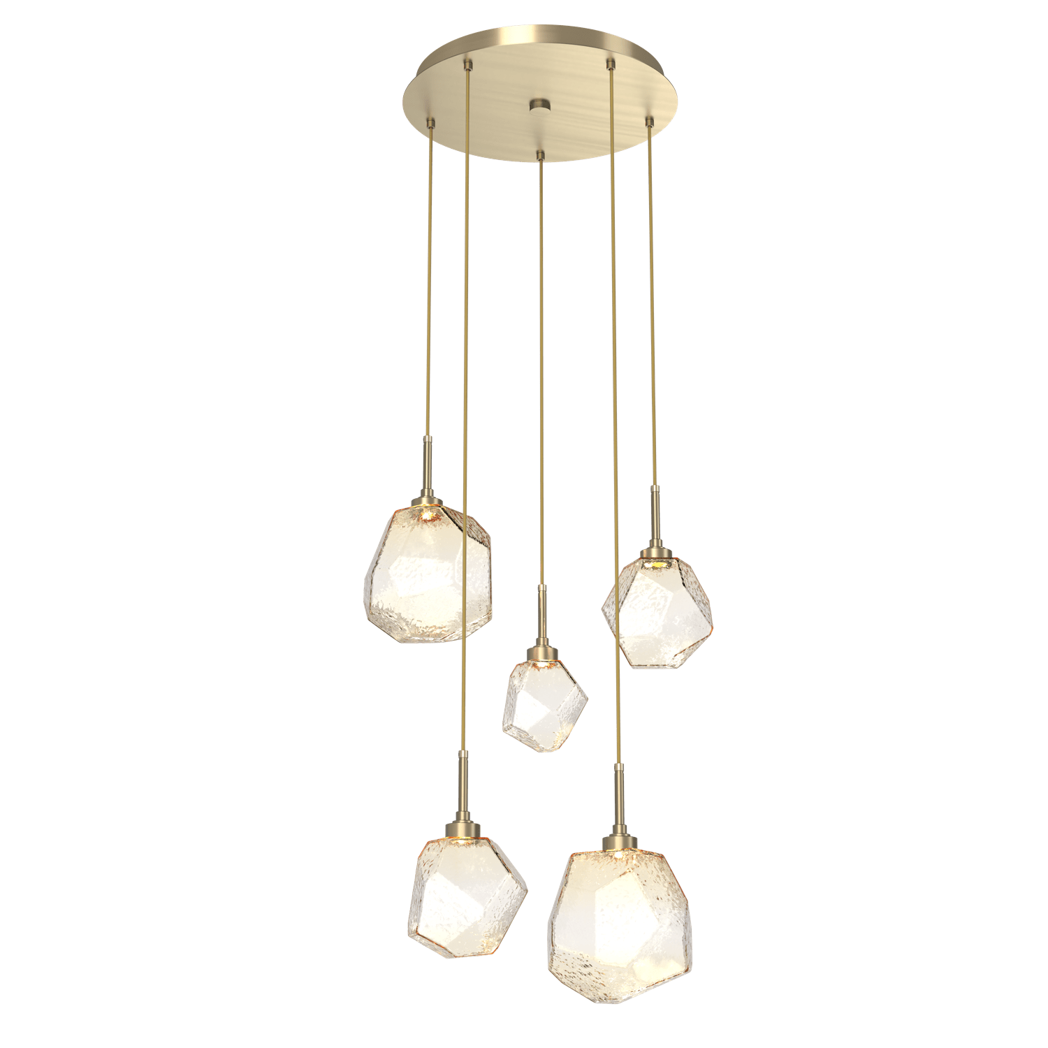 CHB0039-05-HB-A-Hammerton-Studio-Gem-5-light-round-pendant-chandelier-with-heritage-brass-finish-and-amber-blown-glass-shades-and-LED-lamping