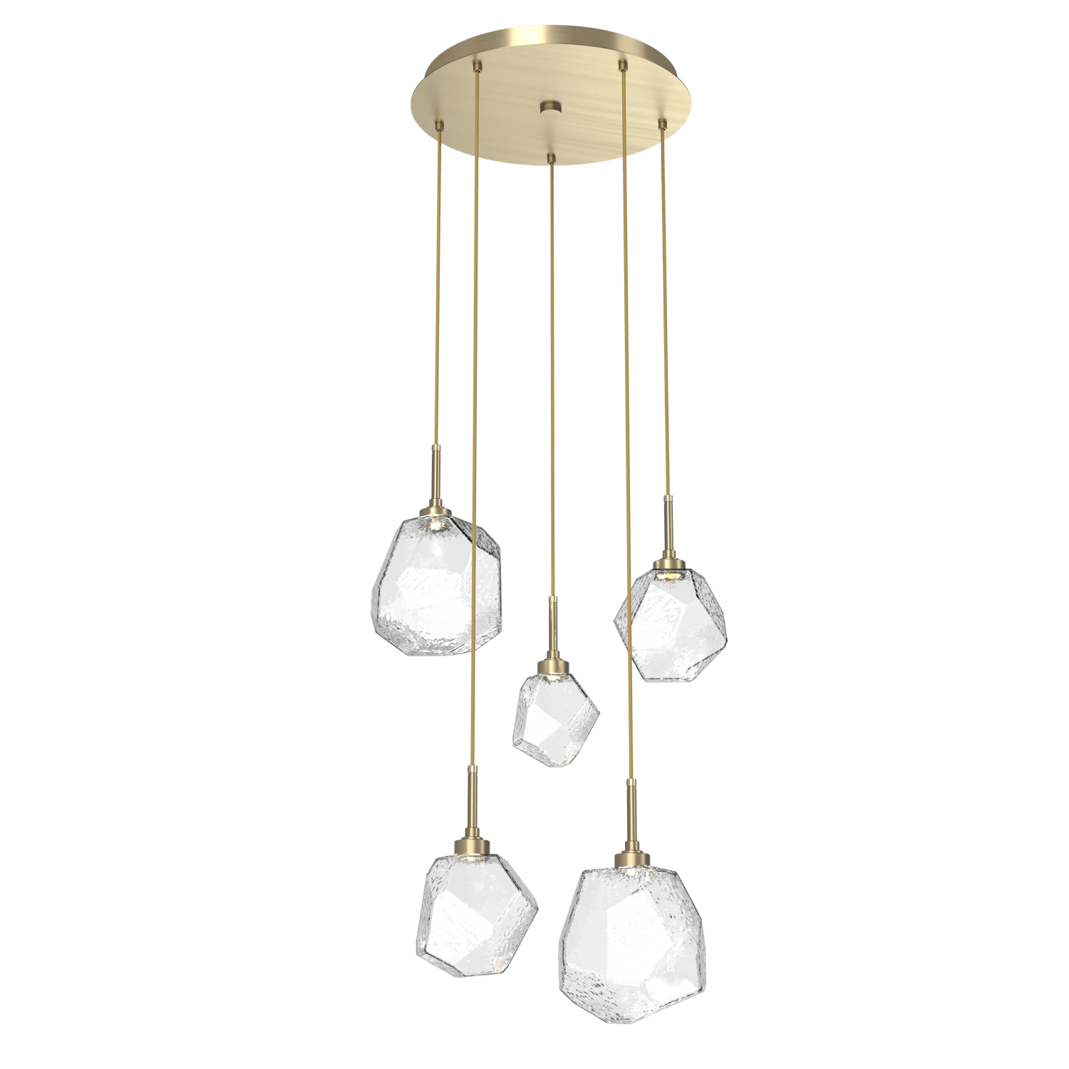 CHB0039-05-HB-C-Hammerton-Studio-Gem-5-light-round-pendant-chandelier-with-heritage-brass-finish-and-clear-blown-glass-shades-and-LED-lamping