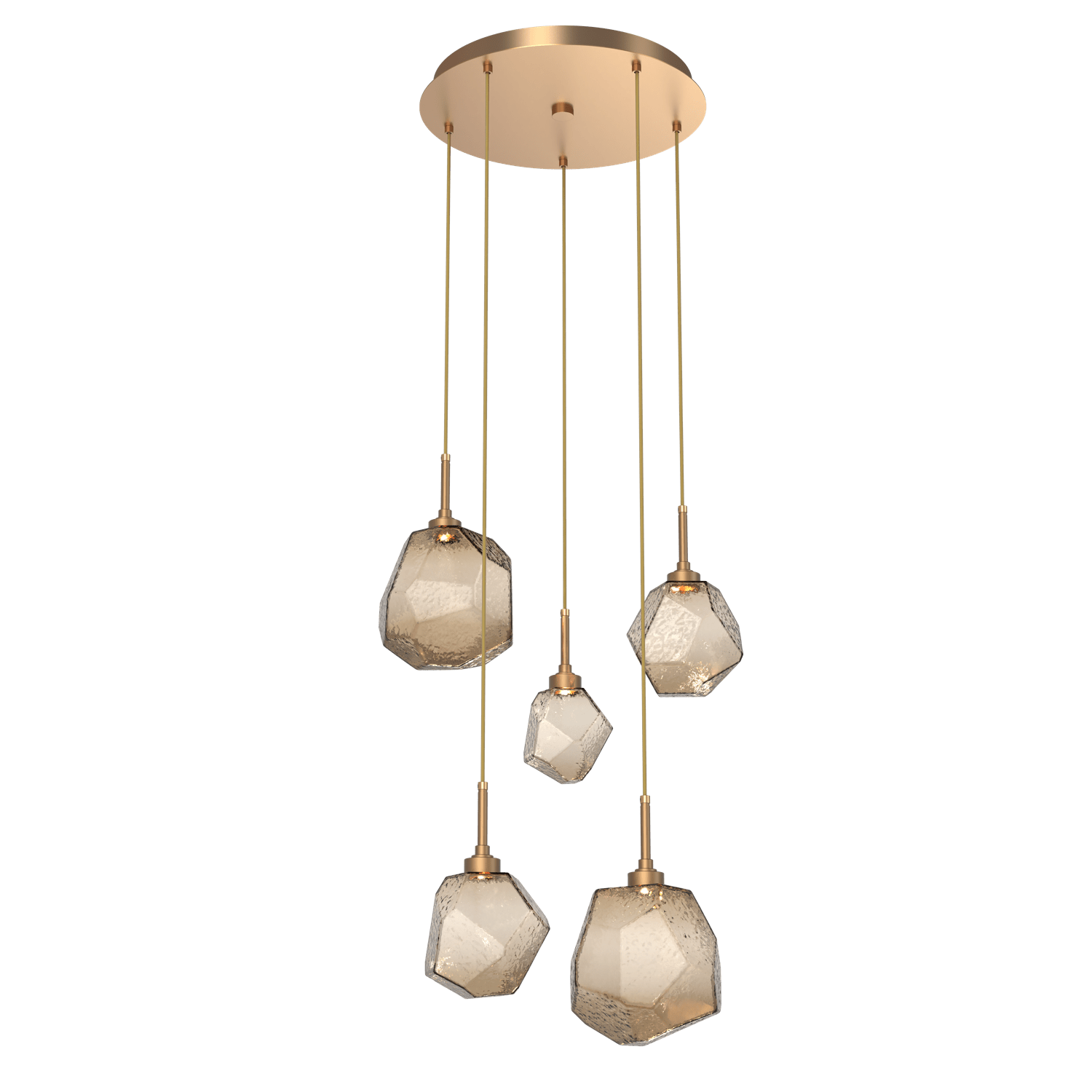 CHB0039-05-NB-B-Hammerton-Studio-Gem-5-light-round-pendant-chandelier-with-novel-brass-finish-and-bronze-blown-glass-shades-and-LED-lamping