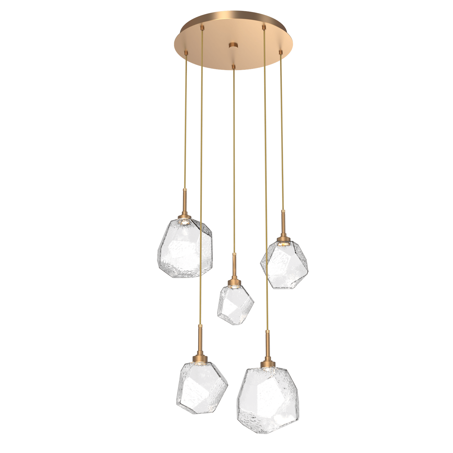 CHB0039-05-NB-C-Hammerton-Studio-Gem-5-light-round-pendant-chandelier-with-novel-brass-finish-and-clear-blown-glass-shades-and-LED-lamping