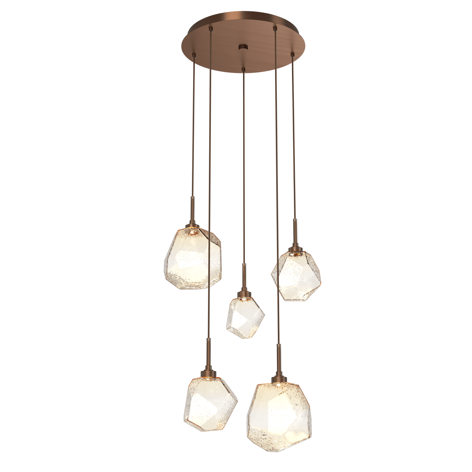 CHB0039-05-RB-A-Hammerton-Studio-Gem-5-light-round-pendant-chandelier-with-oil-rubbed-bronze-finish-and-amber-blown-glass-shades-and-LED-lamping