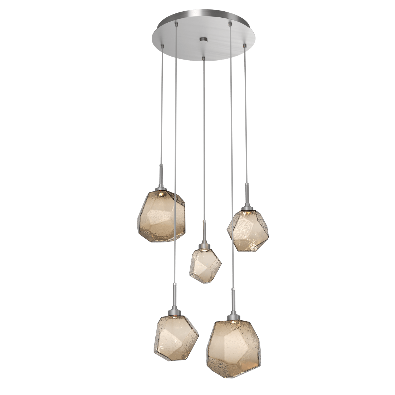 CHB0039-05-SN-B-Hammerton-Studio-Gem-5-light-round-pendant-chandelier-with-satin-nickel-finish-and-bronze-blown-glass-shades-and-LED-lamping