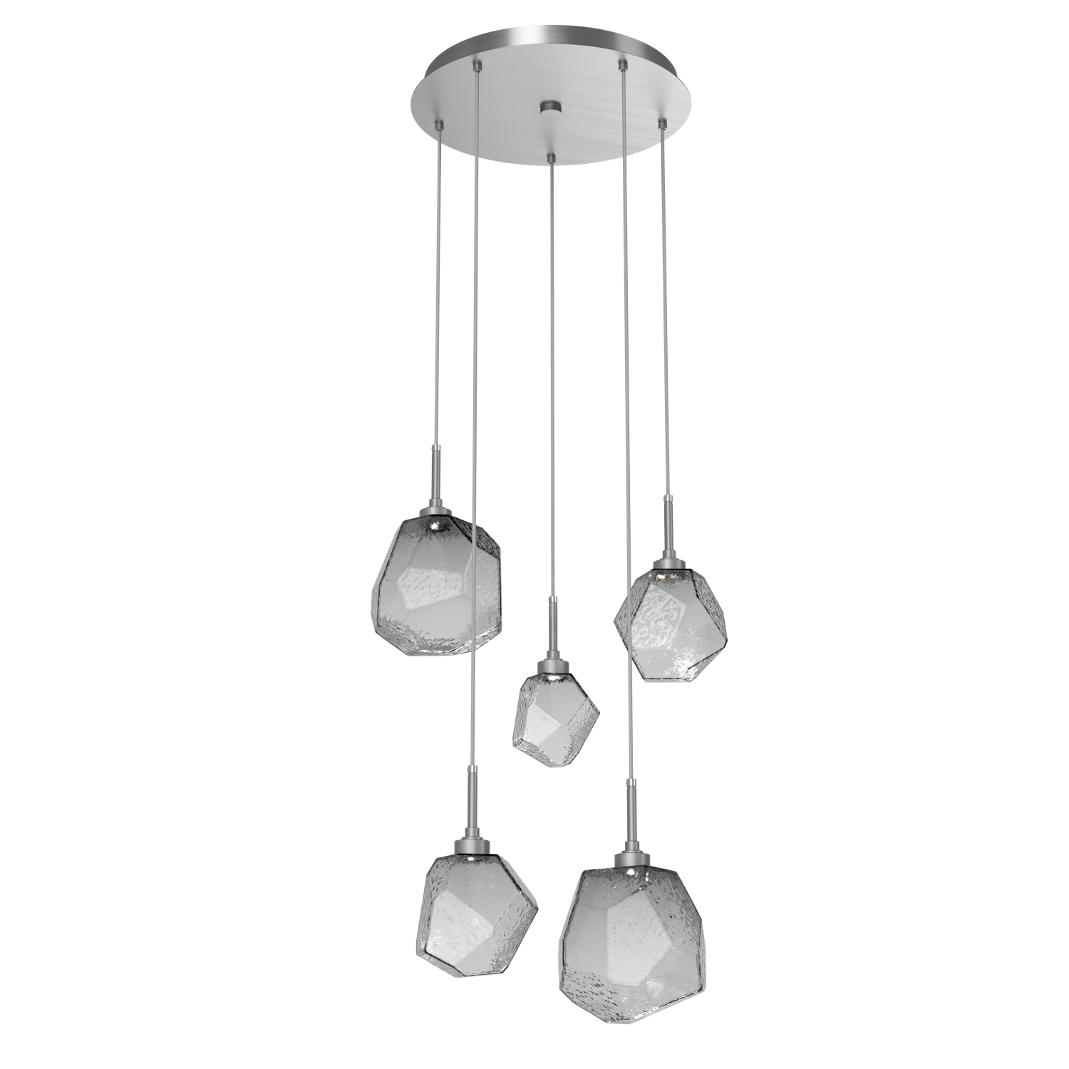 CHB0039-05-SN-S-Hammerton-Studio-Gem-5-light-round-pendant-chandelier-with-satin-nickel-finish-and-smoke-blown-glass-shades-and-LED-lamping