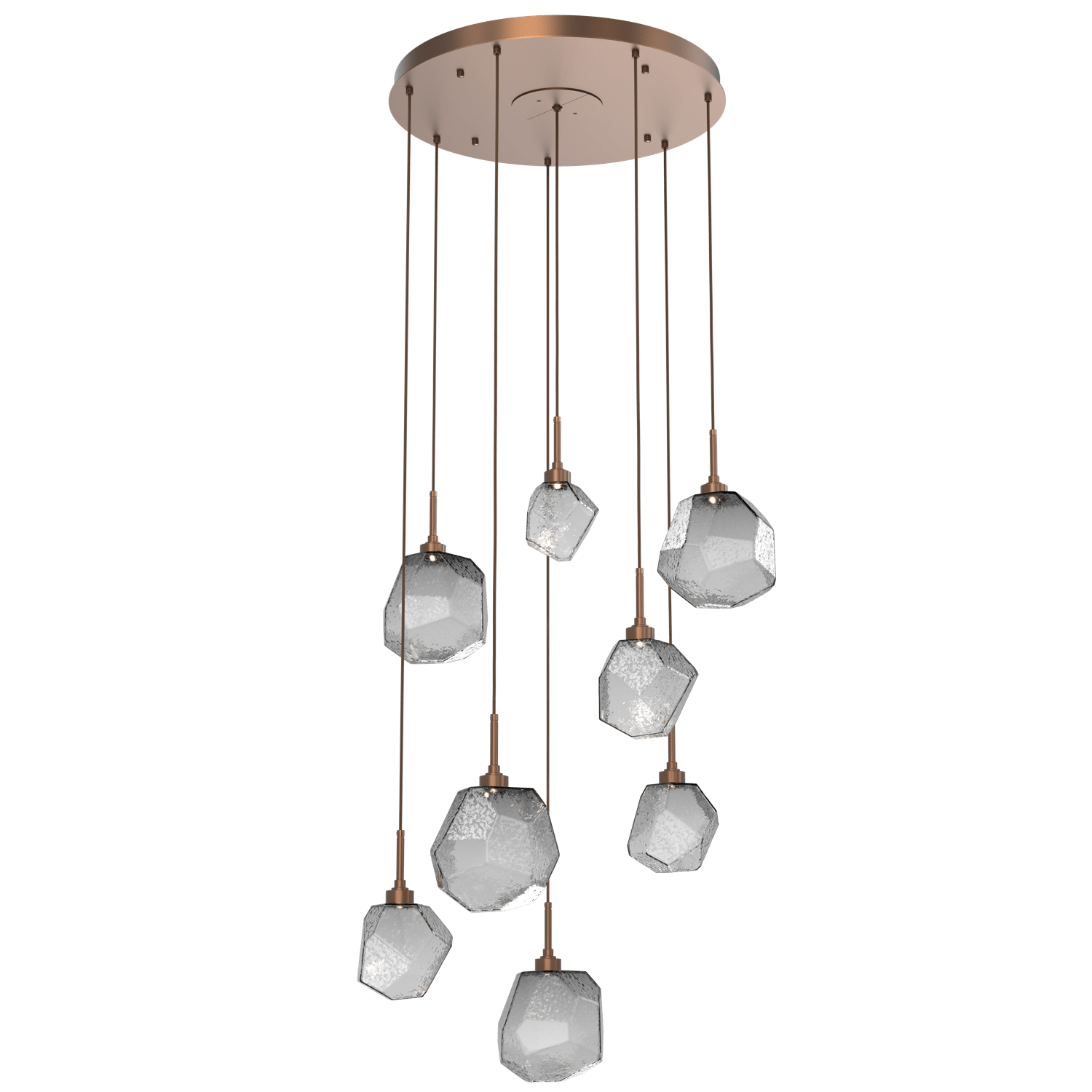 CHB0039-08-BB-S-Hammerton-Studio-Gem-8-light-round-pendant-chandelier-with-burnished-bronze-finish-and-smoke-blown-glass-shades-and-LED-lamping