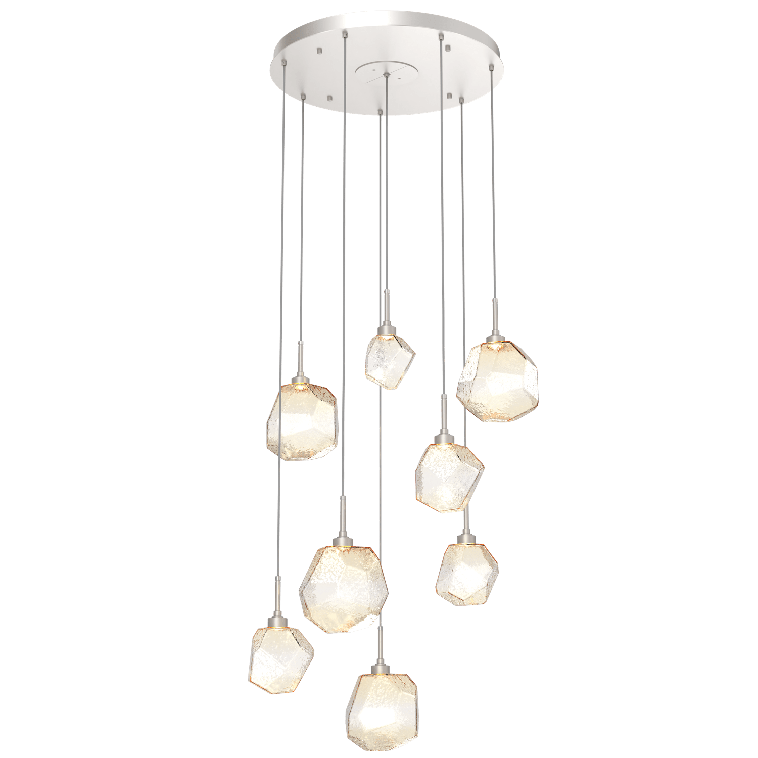 CHB0039-08-BS-A-Hammerton-Studio-Gem-8-light-round-pendant-chandelier-with-metallic-beige-silver-finish-and-amber-blown-glass-shades-and-LED-lamping