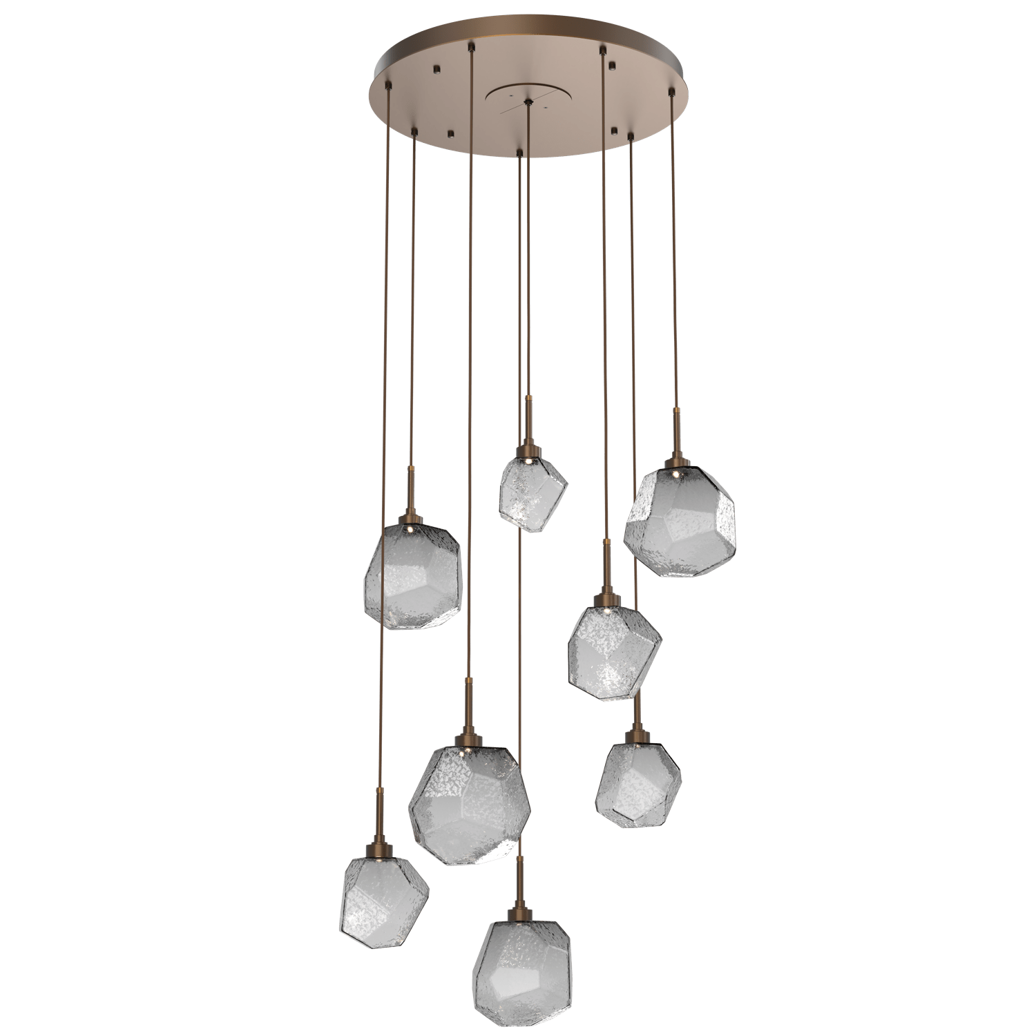 CHB0039-08-FB-S-Hammerton-Studio-Gem-8-light-round-pendant-chandelier-with-flat-bronze-finish-and-smoke-blown-glass-shades-and-LED-lamping