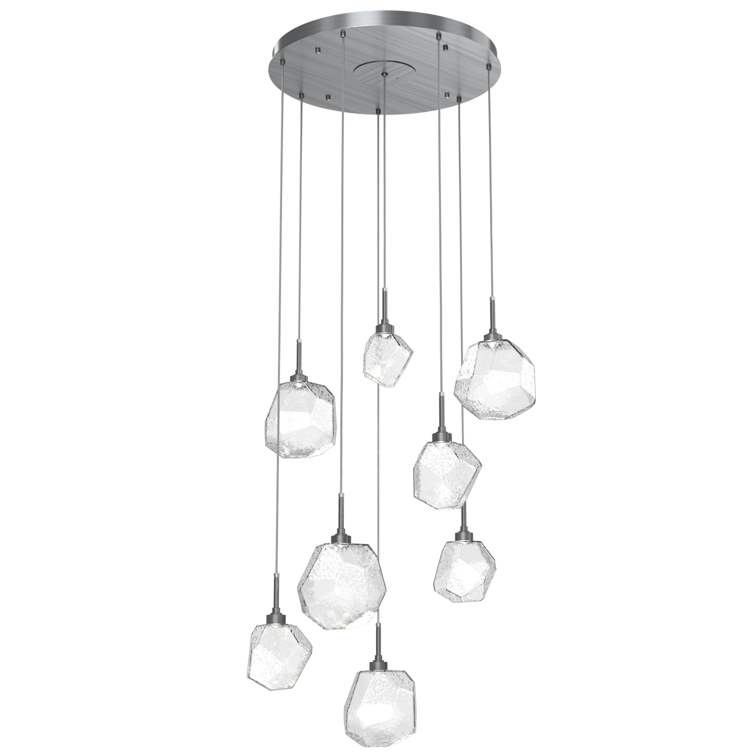 CHB0039-08-GM-C-Hammerton-Studio-Gem-8-light-round-pendant-chandelier-with-gunmetal-finish-and-clear-blown-glass-shades-and-LED-lamping