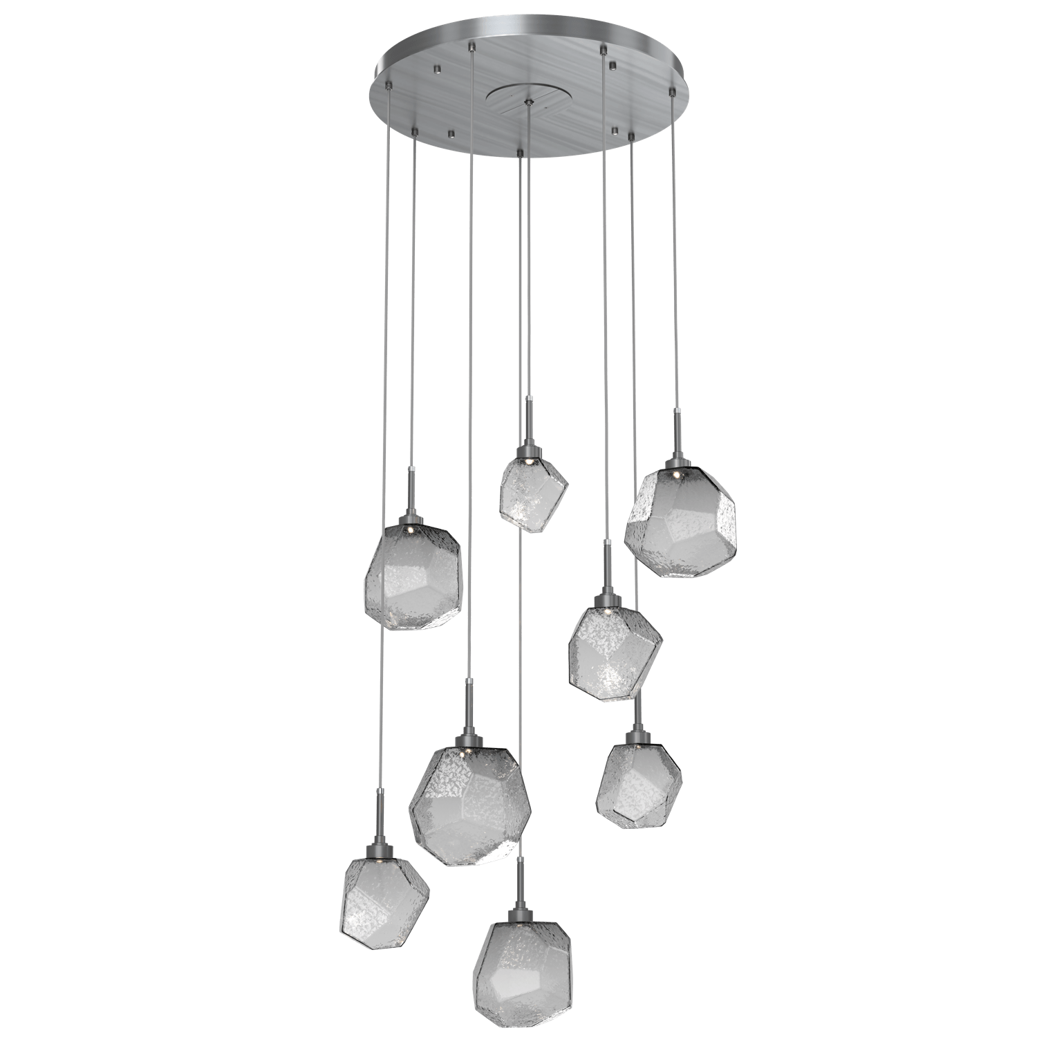CHB0039-08-GM-S-Hammerton-Studio-Gem-8-light-round-pendant-chandelier-with-gunmetal-finish-and-smoke-blown-glass-shades-and-LED-lamping