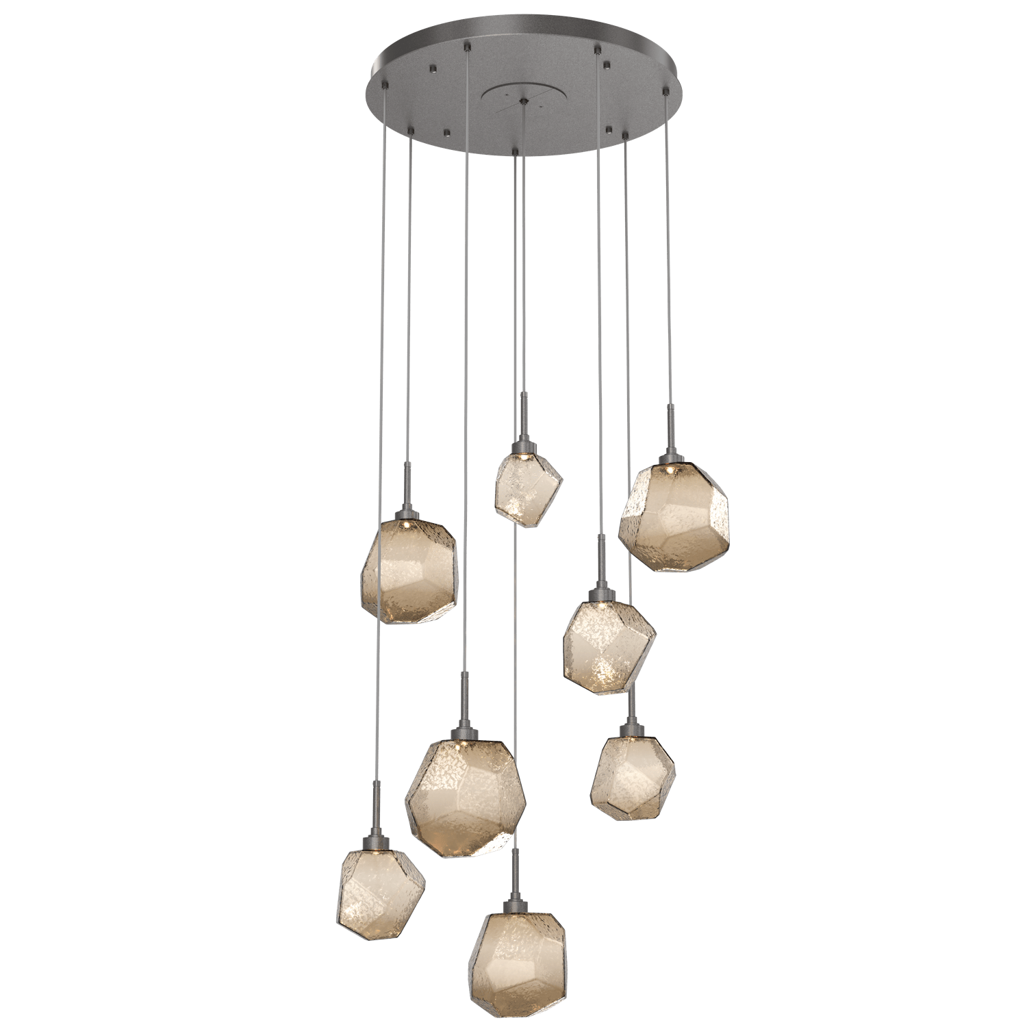CHB0039-08-GP-B-Hammerton-Studio-Gem-8-light-round-pendant-chandelier-with-graphite-finish-and-bronze-blown-glass-shades-and-LED-lamping