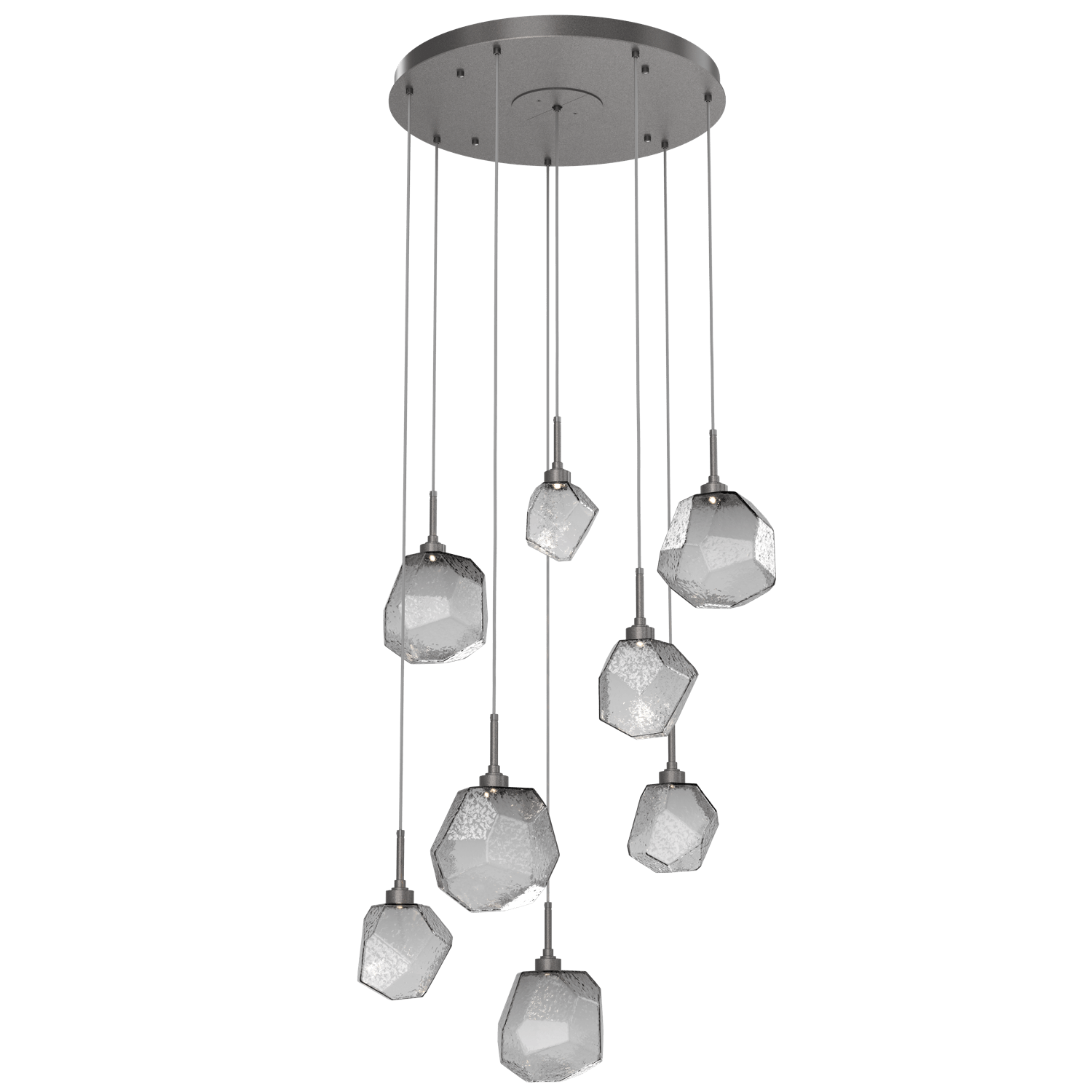CHB0039-08-GP-S-Hammerton-Studio-Gem-8-light-round-pendant-chandelier-with-graphite-finish-and-smoke-blown-glass-shades-and-LED-lamping