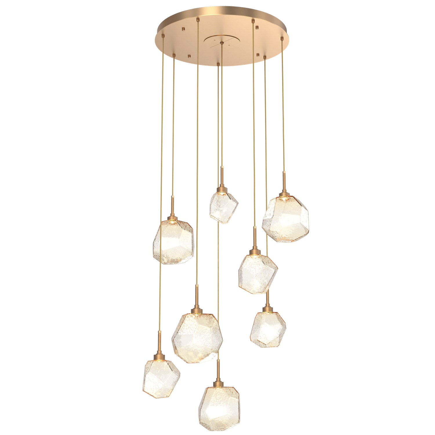 CHB0039-08-NB-A-Hammerton-Studio-Gem-8-light-round-pendant-chandelier-with-novel-brass-finish-and-amber-blown-glass-shades-and-LED-lamping