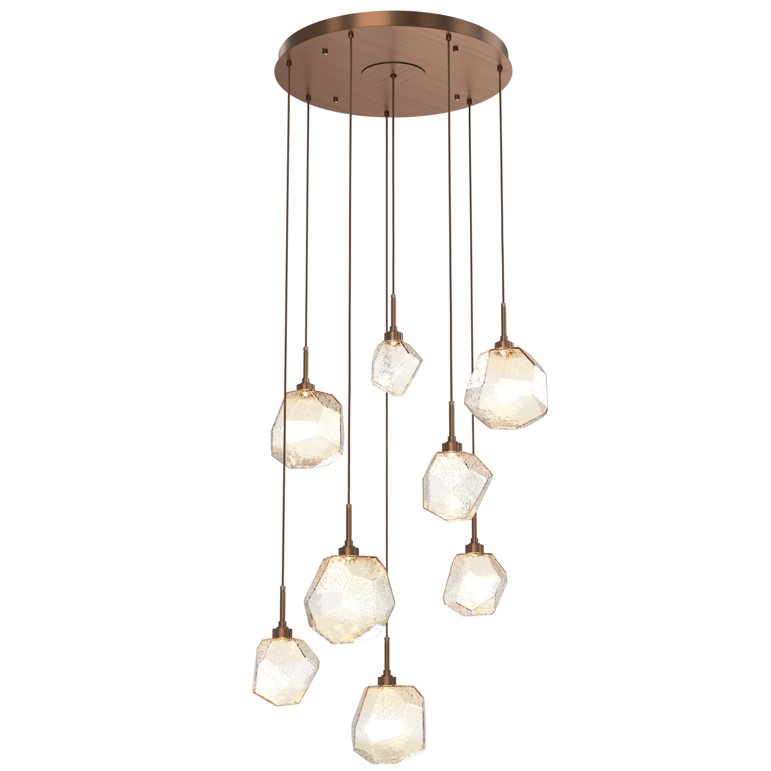 CHB0039-08-RB-A-Hammerton-Studio-Gem-8-light-round-pendant-chandelier-with-oil-rubbed-bronze-finish-and-amber-blown-glass-shades-and-LED-lamping