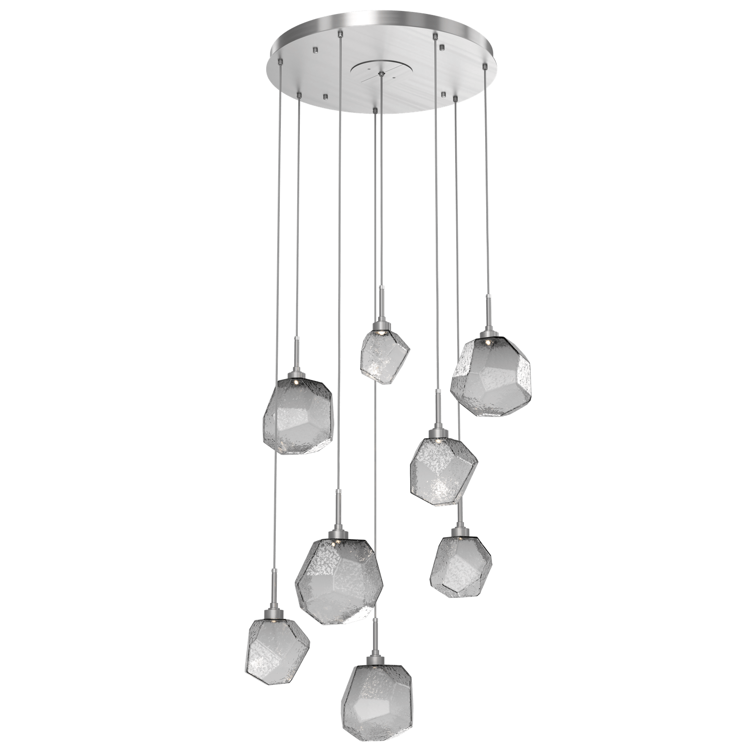 CHB0039-08-SN-S-Hammerton-Studio-Gem-8-light-round-pendant-chandelier-with-satin-nickel-finish-and-smoke-blown-glass-shades-and-LED-lamping