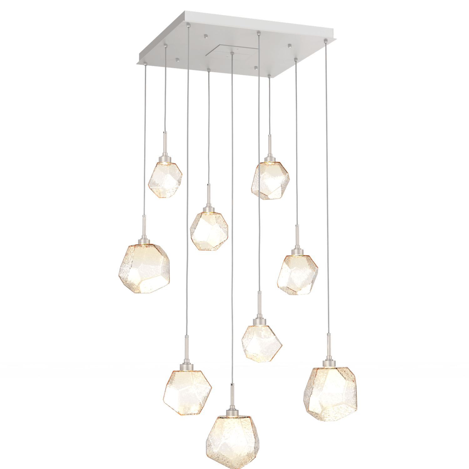 CHB0039-09-BS-A-Hammerton-Studio-Gem-9-light-square-pendant-chandelier-with-metallic-beige-silver-finish-and-amber-blown-glass-shades-and-LED-lamping