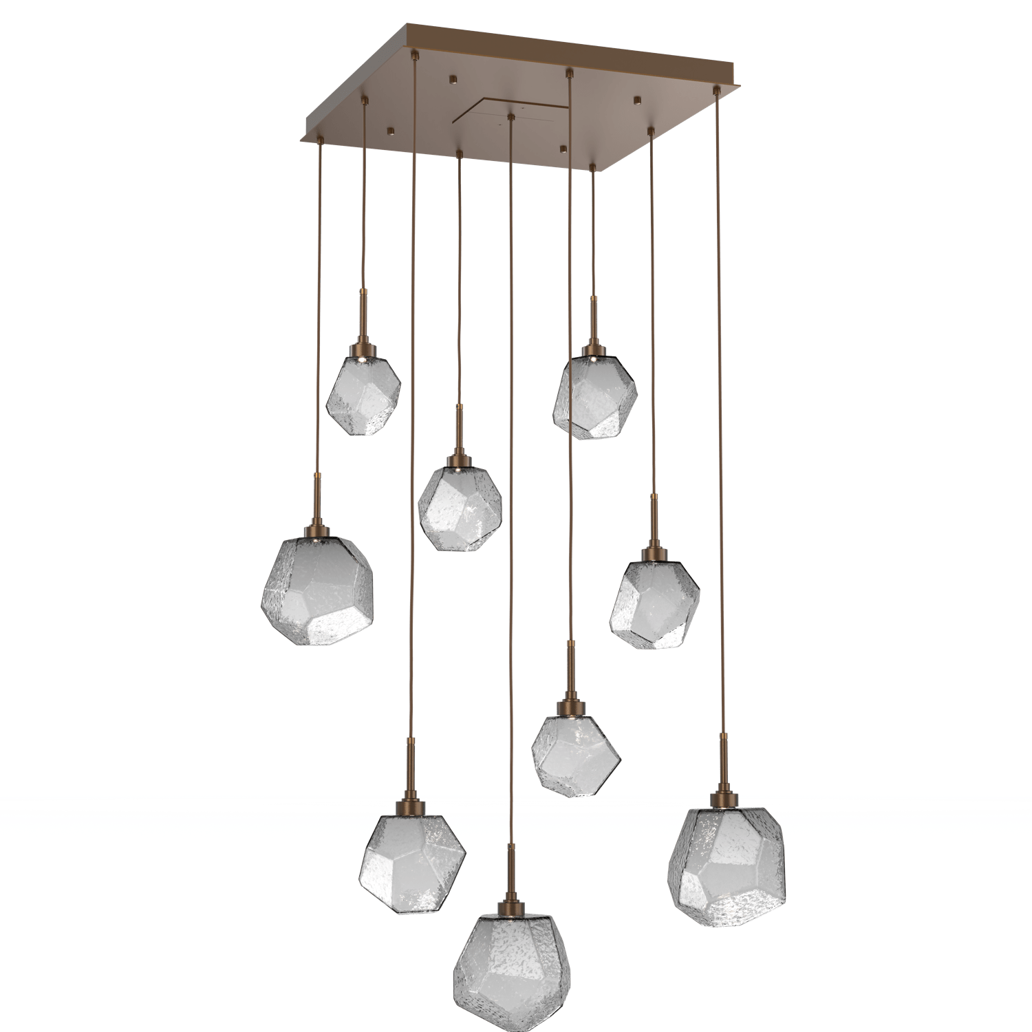 CHB0039-09-FB-S-Hammerton-Studio-Gem-9-light-square-pendant-chandelier-with-flat-bronze-finish-and-smoke-blown-glass-shades-and-LED-lamping