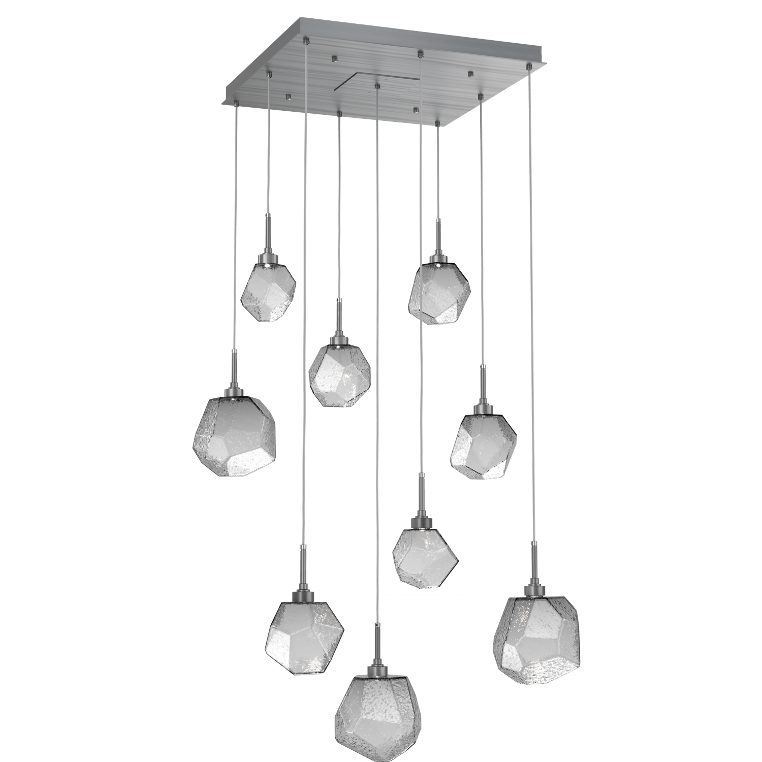 CHB0039-09-GM-S-Hammerton-Studio-Gem-9-light-square-pendant-chandelier-with-gunmetal-finish-and-smoke-blown-glass-shades-and-LED-lamping