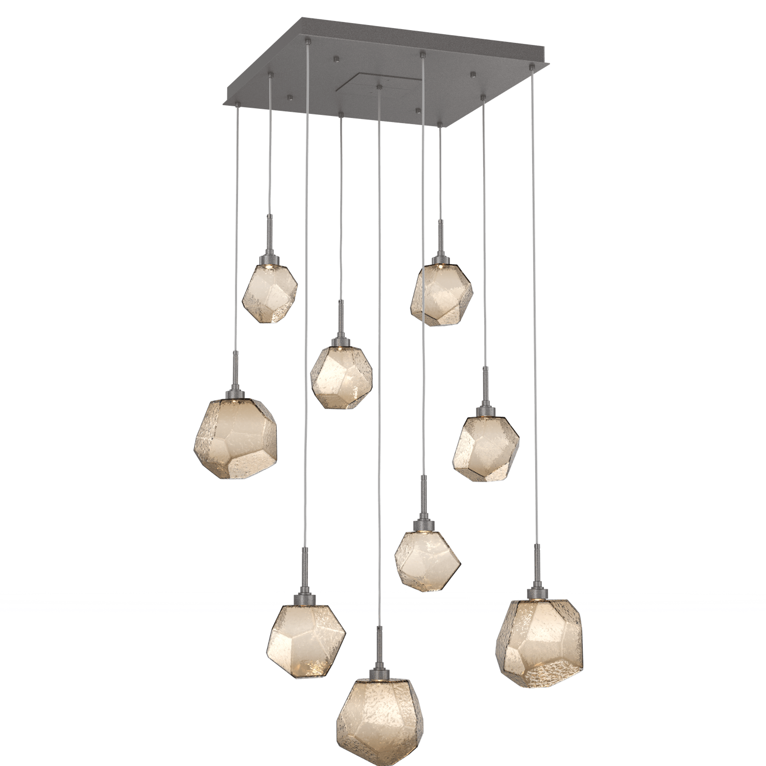 CHB0039-09-GP-B-Hammerton-Studio-Gem-9-light-square-pendant-chandelier-with-graphite-finish-and-bronze-blown-glass-shades-and-LED-lamping