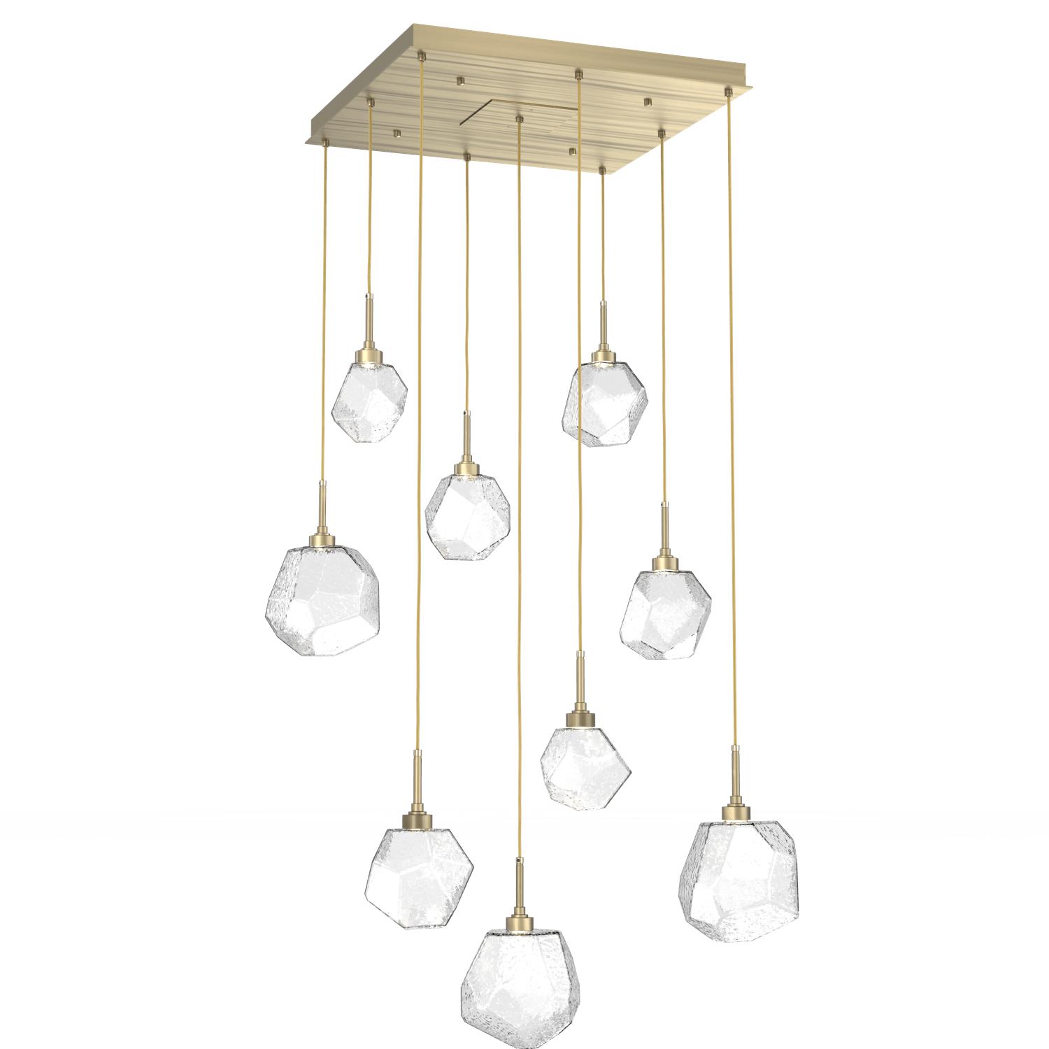 CHB0039-09-HB-C-Hammerton-Studio-Gem-9-light-square-pendant-chandelier-with-heritage-brass-finish-and-clear-blown-glass-shades-and-LED-lamping