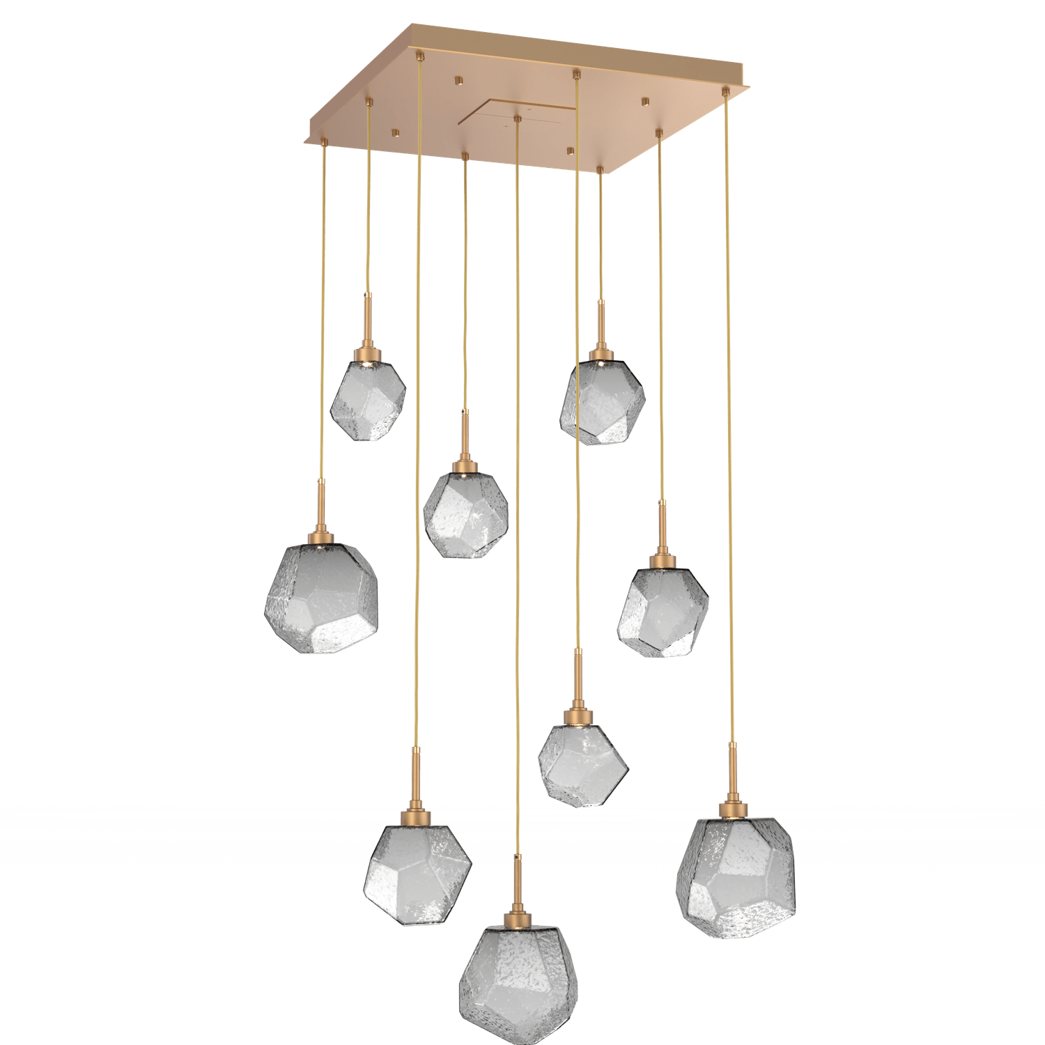 CHB0039-09-NB-S-Hammerton-Studio-Gem-9-light-square-pendant-chandelier-with-novel-brass-finish-and-smoke-blown-glass-shades-and-LED-lamping