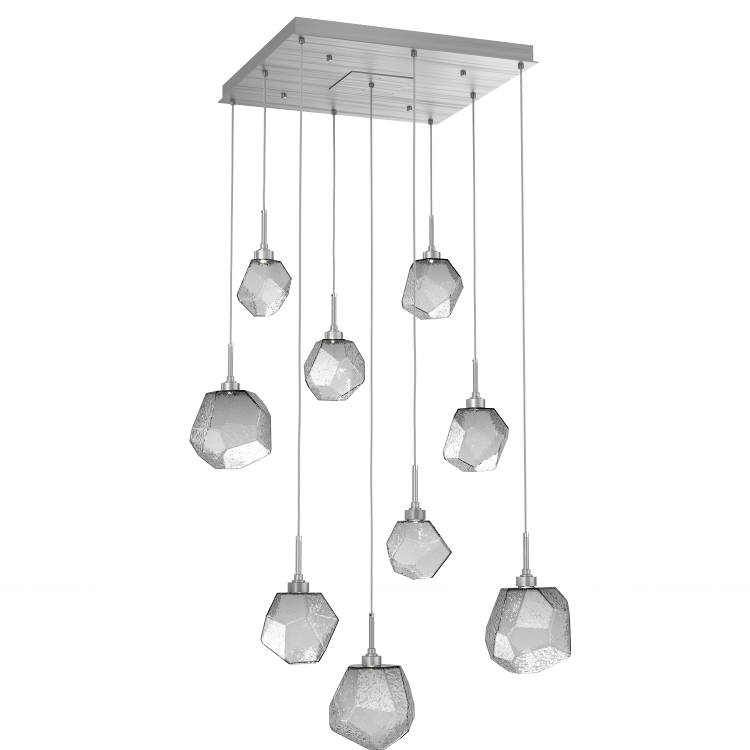 CHB0039-09-SN-S-Hammerton-Studio-Gem-9-light-square-pendant-chandelier-with-satin-nickel-finish-and-smoke-blown-glass-shades-and-LED-lamping