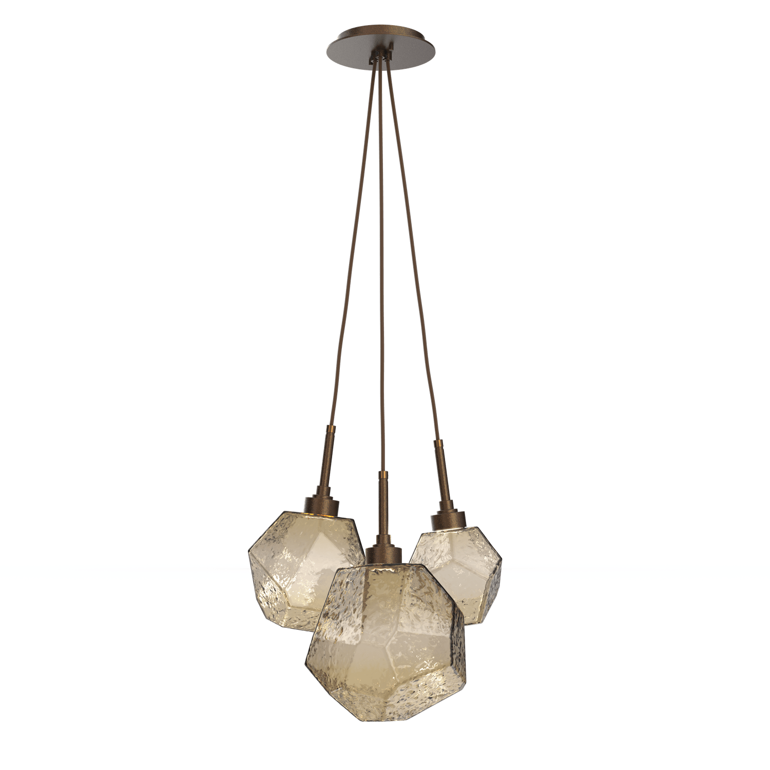 CHB0039-0E-FB-B-Hammerton-Studio-Gem-3-light-cluster-pendant-light-with-flat-bronze-finish-and-bronze-blown-glass-shades-and-LED-lamping